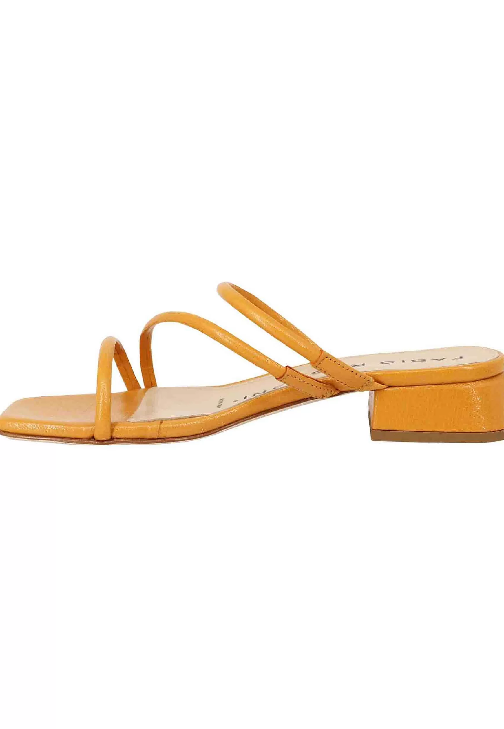 Sandali Donna In Pelle Senape Con Tacco Basso E Punta Quadra*Fabio Rusconi Online