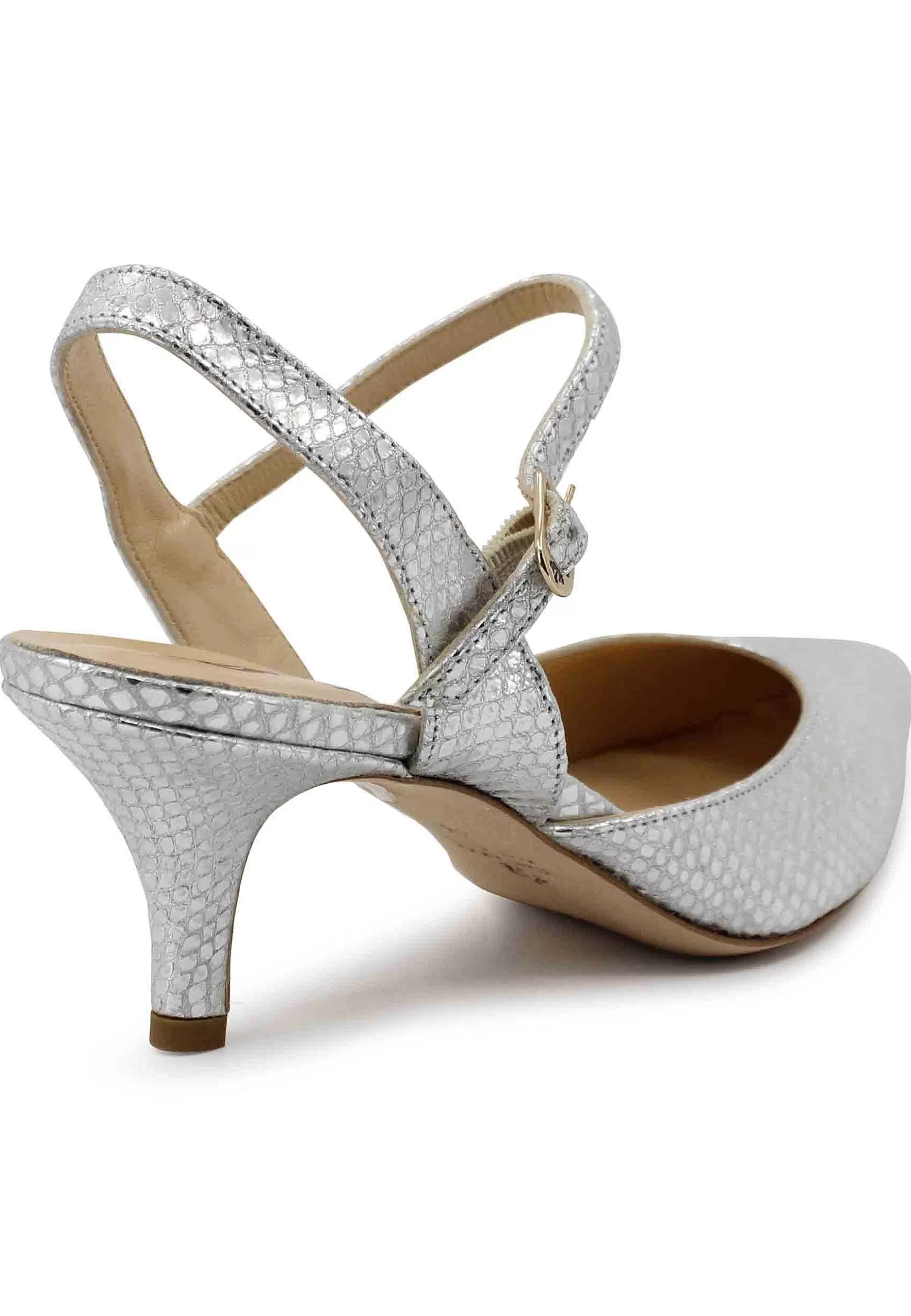 Sandai Donna In Pee Stampata Argento Tacco Medio E Cinturino Aa Cavigia*L Best Sale
