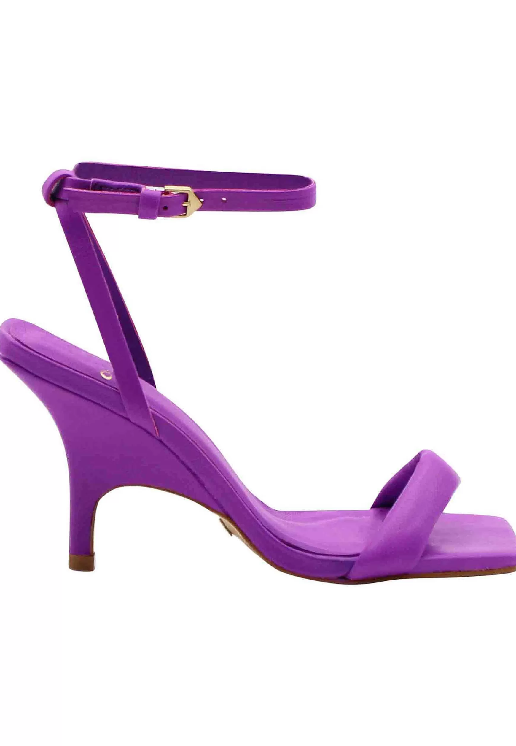 Sandali Donna In Pelle Viola Con Cinturino Alla Caviglia E Zeppa Alta In Tinta*Carrano Flash Sale