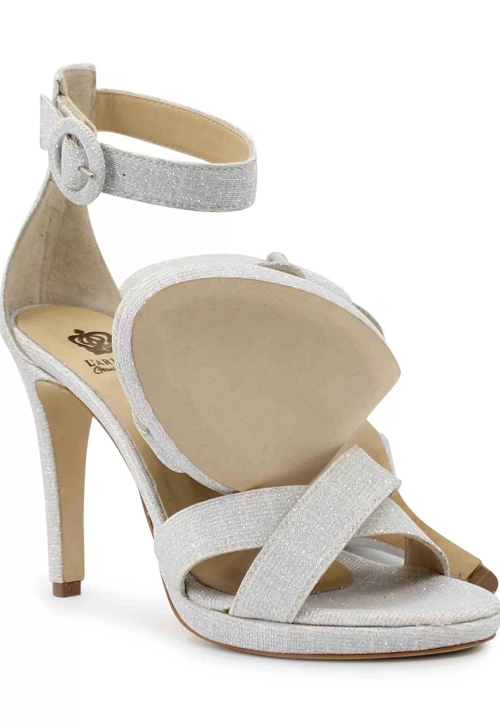 Sandai Donna In Tessuto Off White Con Tacco Ato E Cinturino Aa Cavigia*L Outlet