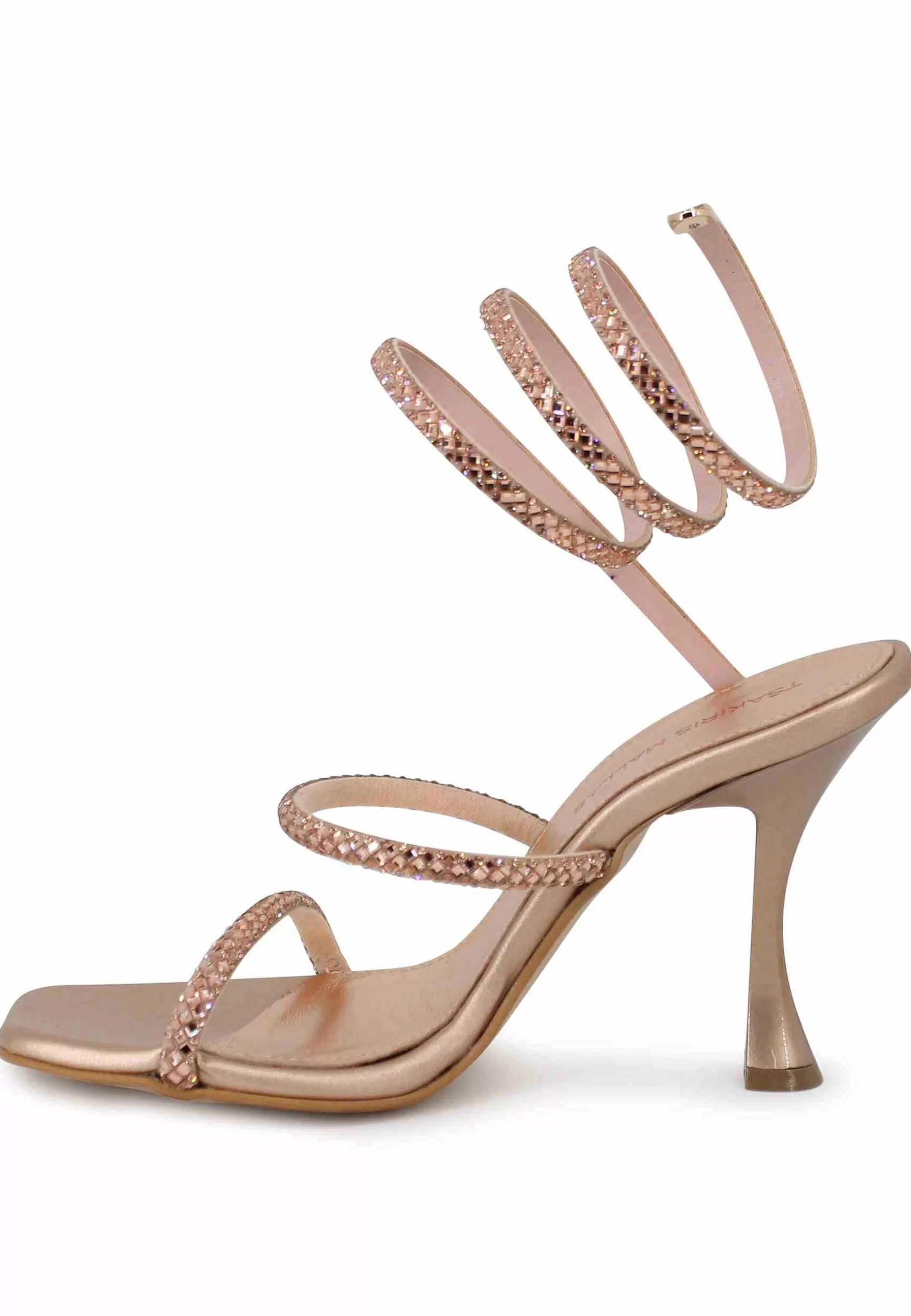 Sandali Donna In Tessuto Rosa Con Payettes Tacco Alto E Cavigliera A Serpente*Tsakiris Mallas Store
