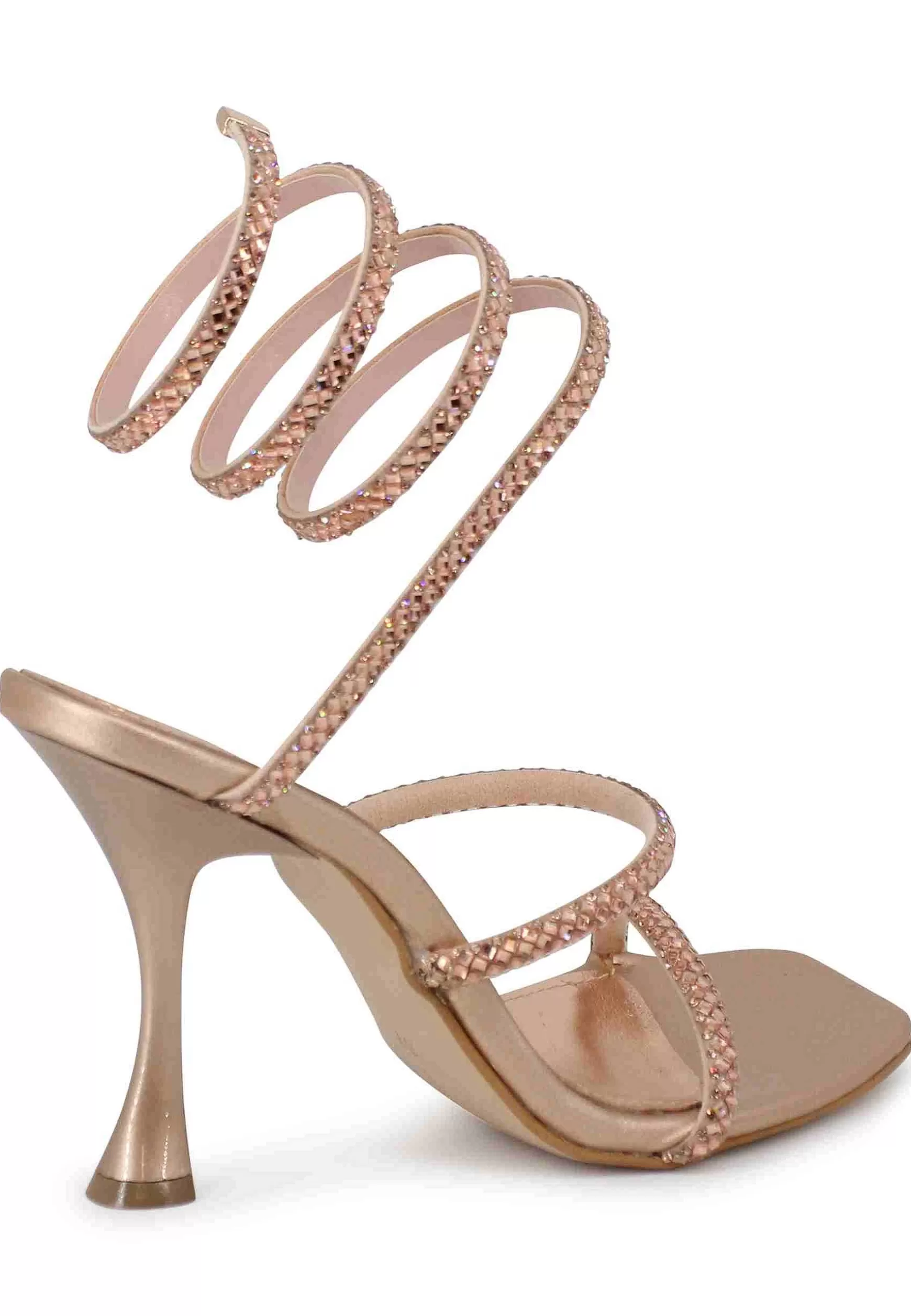 Sandali Donna In Tessuto Rosa Con Payettes Tacco Alto E Cavigliera A Serpente*Tsakiris Mallas Store
