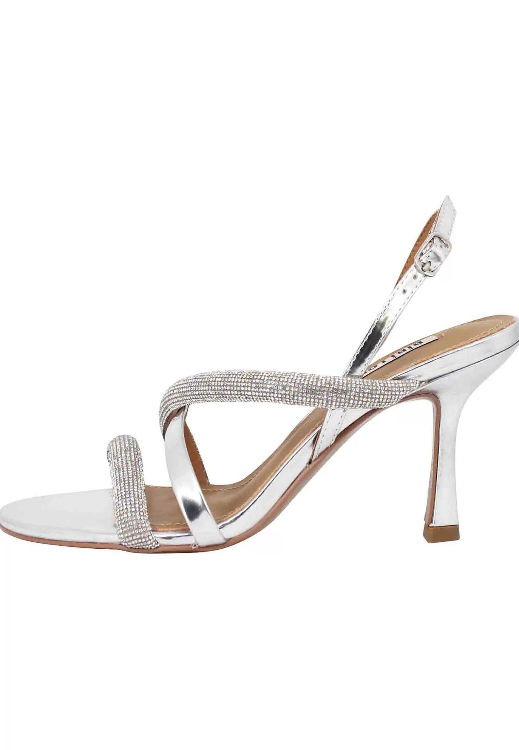 Sandali Donna Nadine In Pelle Argento Con Strass In Tinta E Tacco Alto*Bibi Lou Cheap