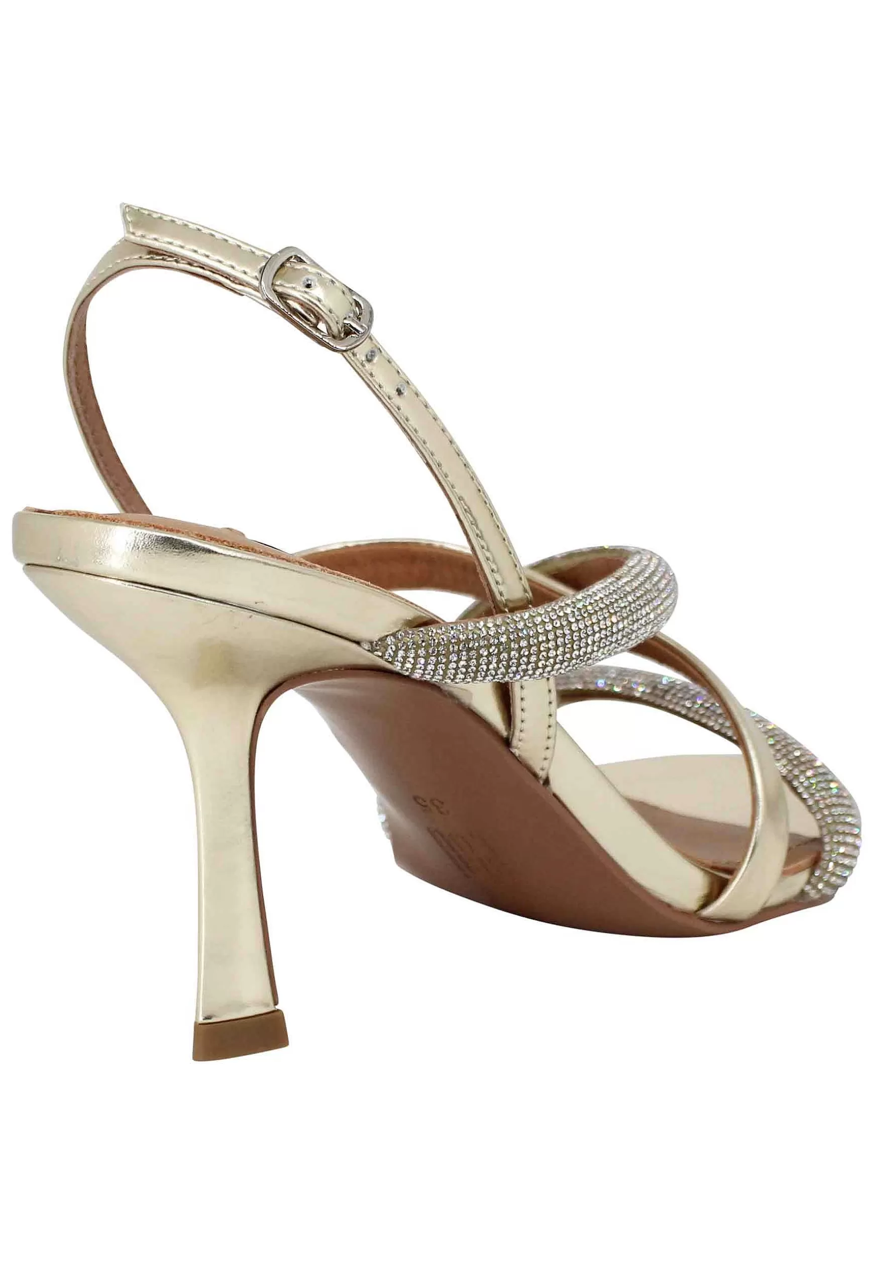 Sandali Donna Nadine In Pelle Oro Con Strass In Tinta E Tacco Alto*Bibi Lou Cheap