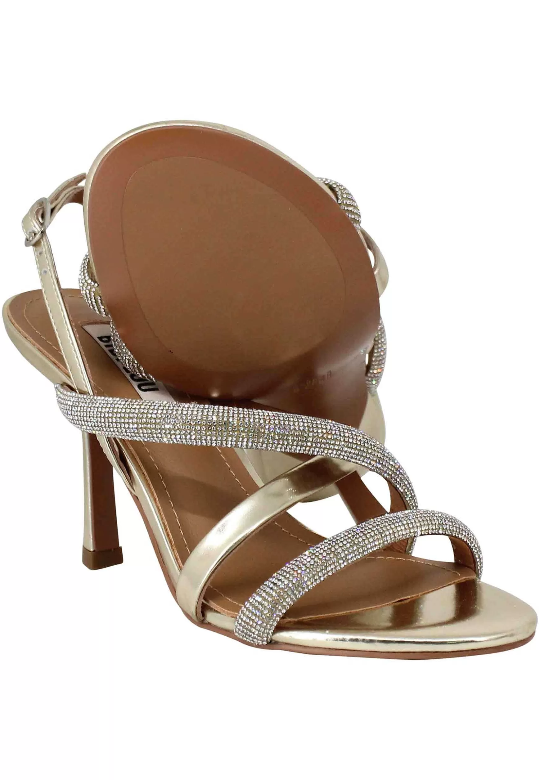 Sandali Donna Nadine In Pelle Oro Con Strass In Tinta E Tacco Alto*Bibi Lou Cheap