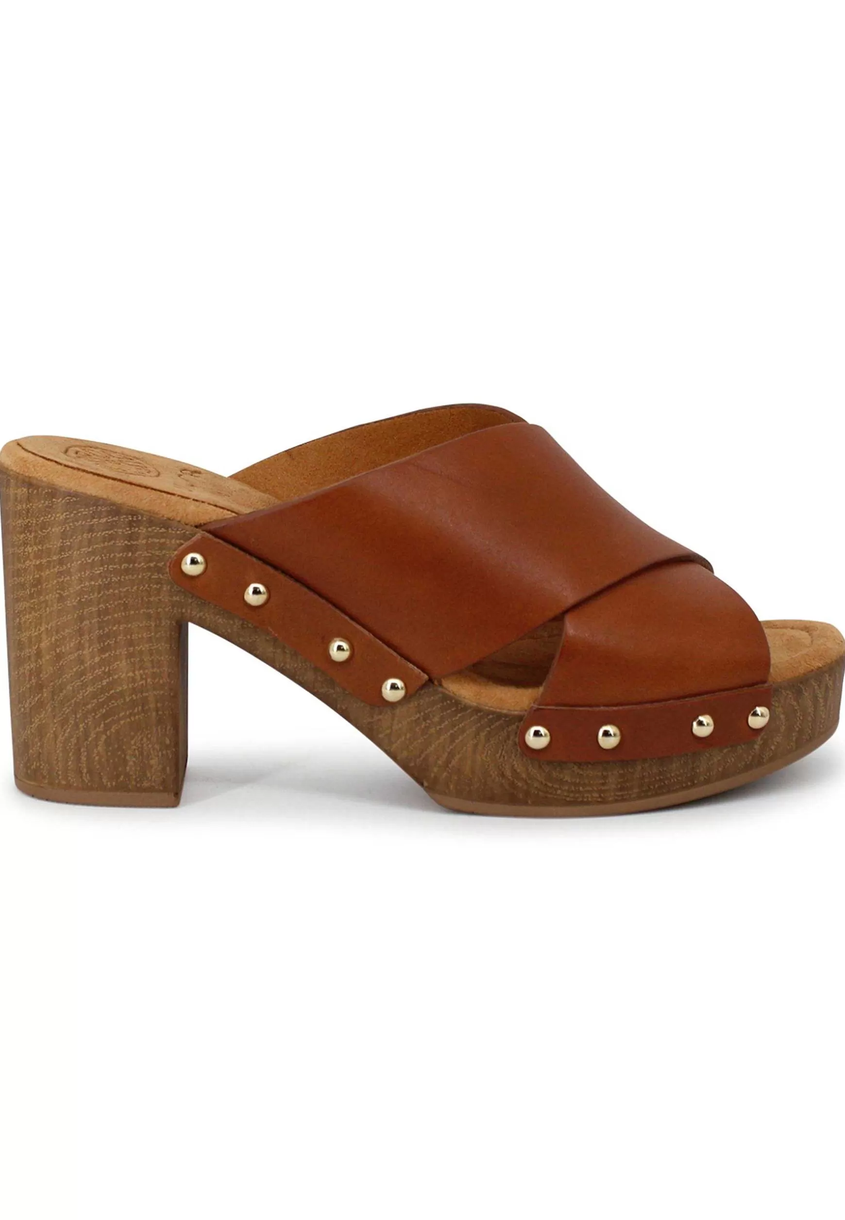 Sandali Donna Tapia In Pelle Cuoio Zeppa Alta In Legno*Unisa Best Sale