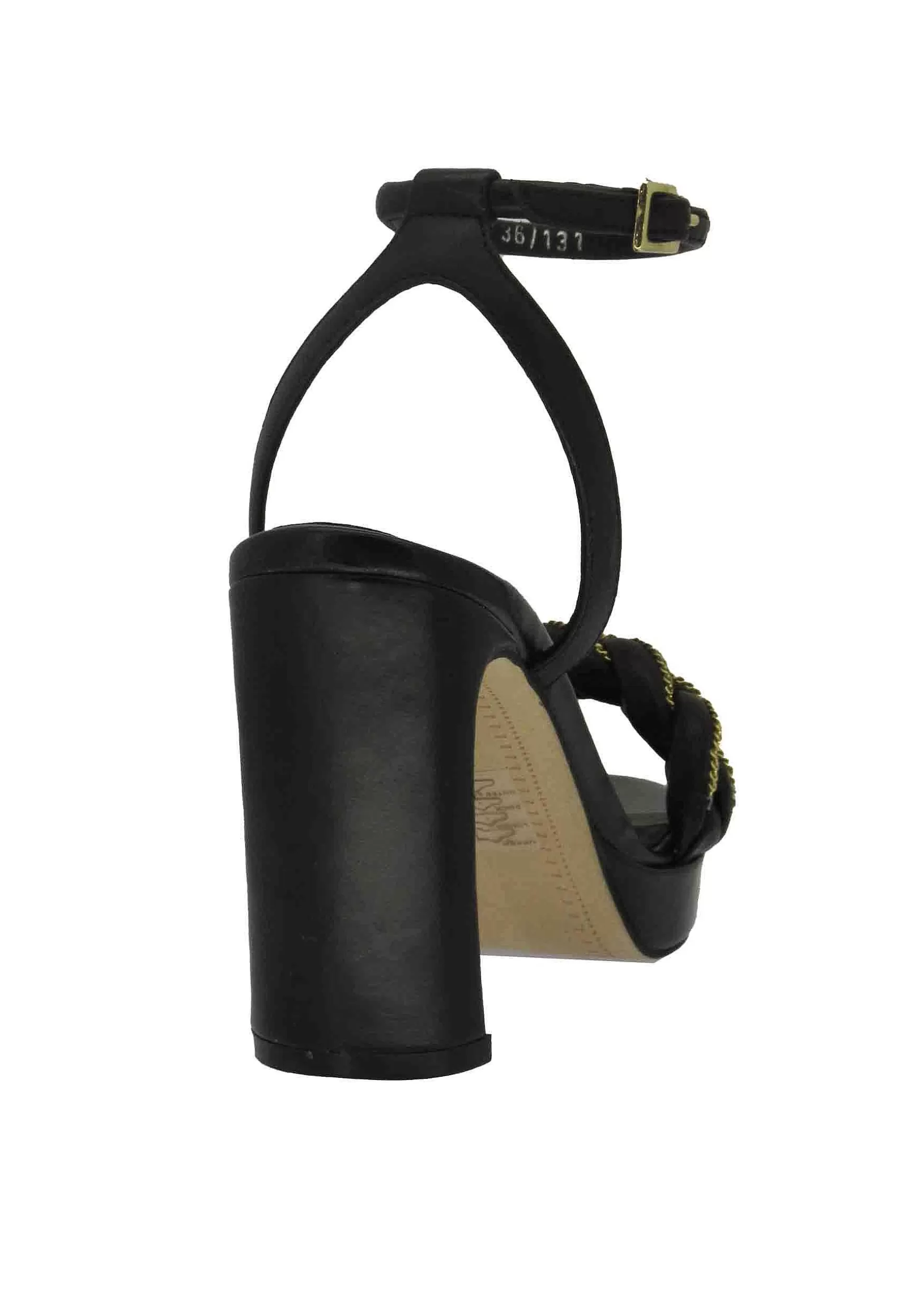 Sandali Donna Tea Crui In Pelle Nera Con Catena Oro E Tacco Alto*Bruno Premi Discount