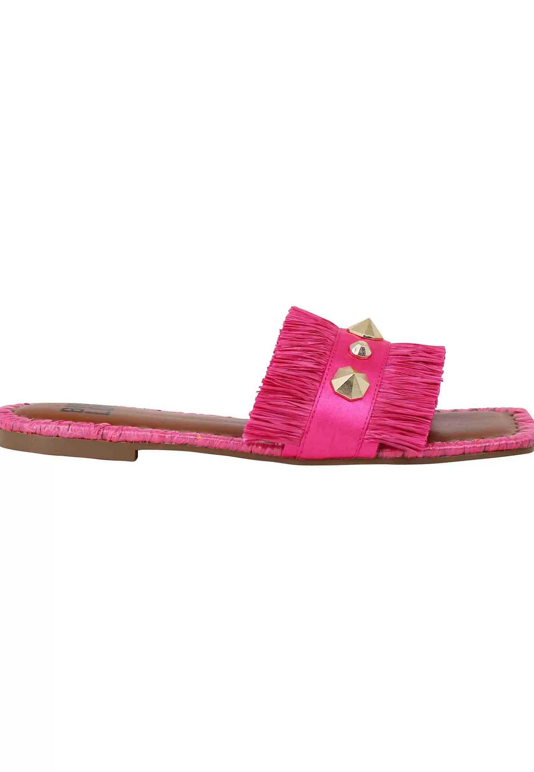 Sandali Flat Alexis Donna Tessuto Sfrangiato Fuxia Con Borchie*Bibi Lou Best Sale