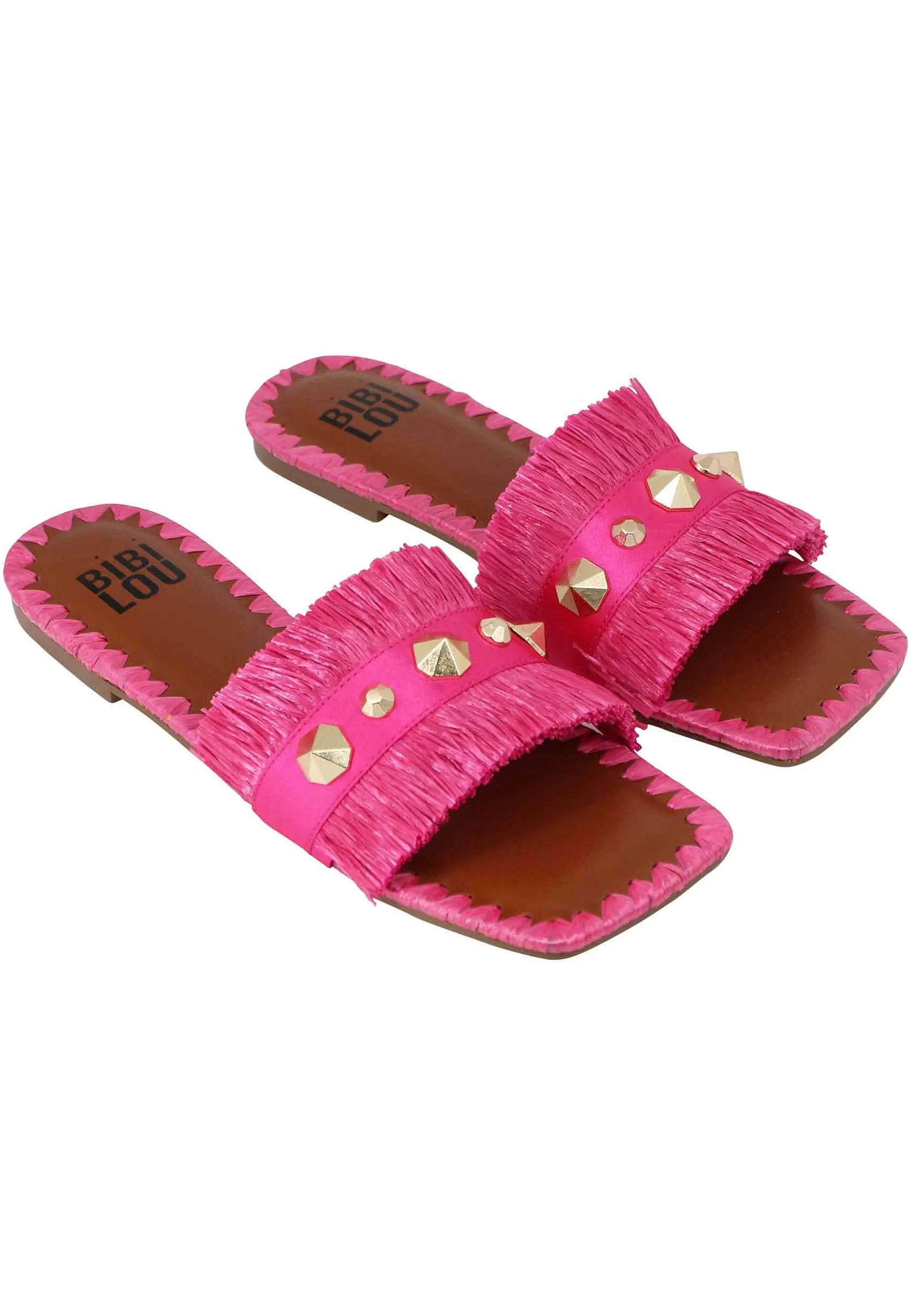Sandali Flat Alexis Donna Tessuto Sfrangiato Fuxia Con Borchie*Bibi Lou Best Sale