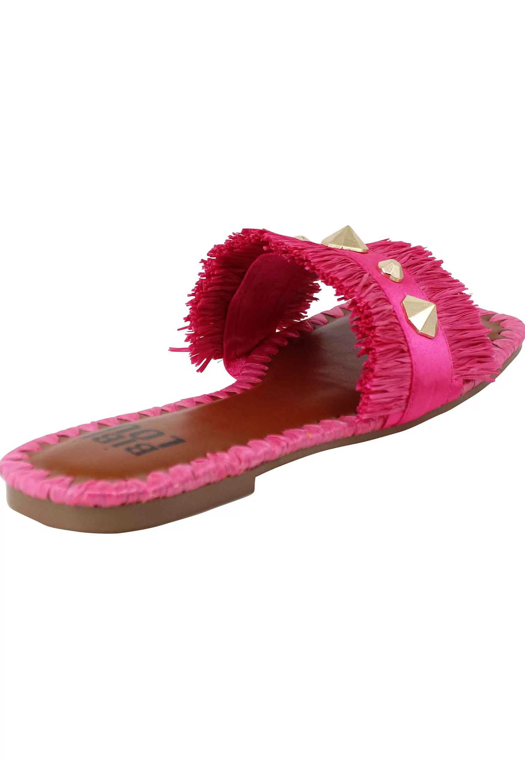 Sandali Flat Alexis Donna Tessuto Sfrangiato Fuxia Con Borchie*Bibi Lou Best Sale