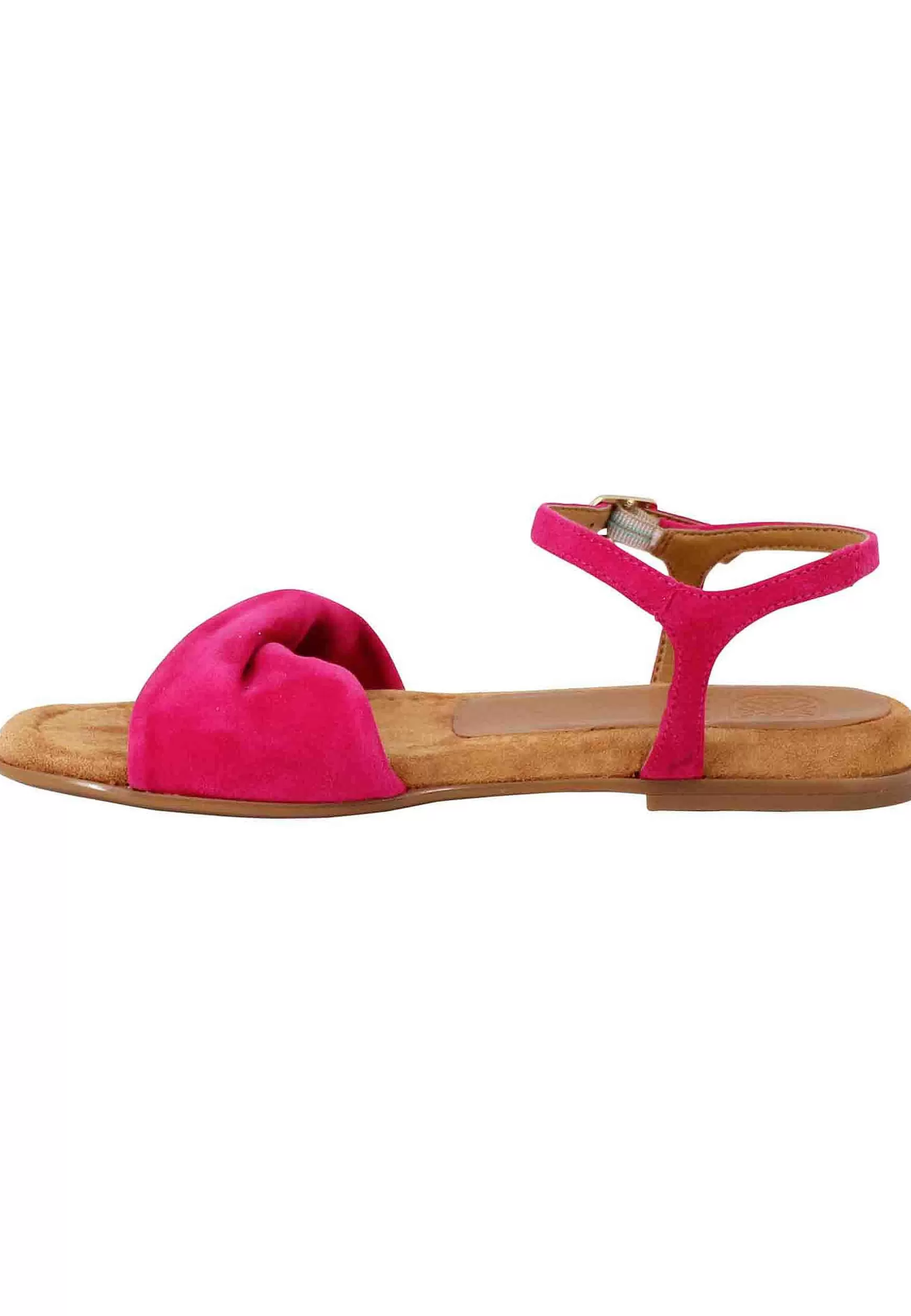 Sandali Flat Donna In Camoscio Fragola Con Cinturino E Sottopiede Imbottito*Unisa Shop