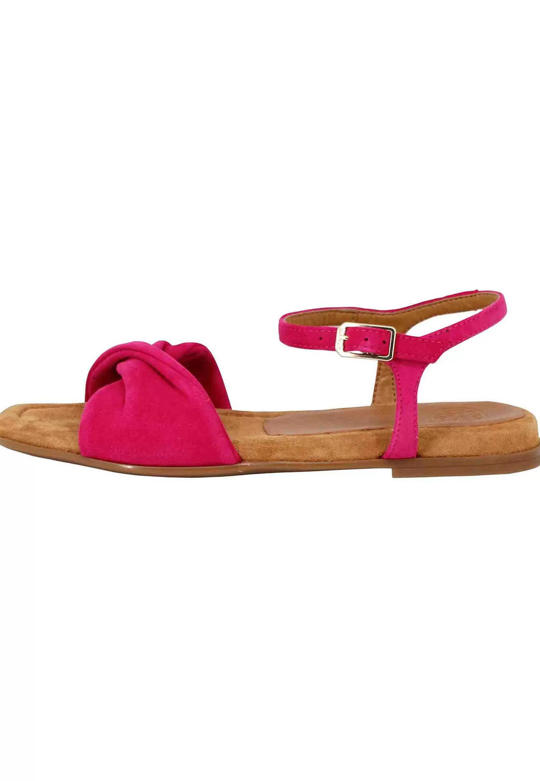 Sandali Flat Donna In Camoscio Fragola Con Cinturino E Sottopiede Imbottito*Unisa Shop