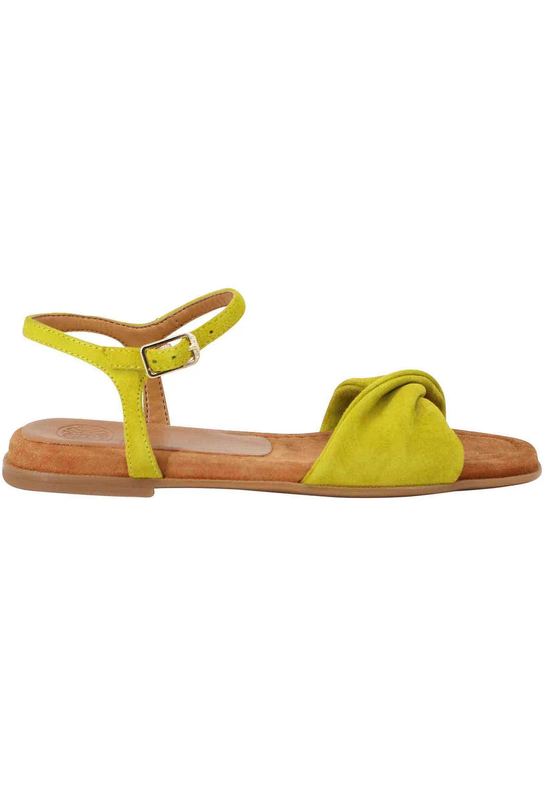 Sandali Flat Donna In Camoscio Verde Con Cinturino E Sottopiede Imbottito*Unisa Outlet