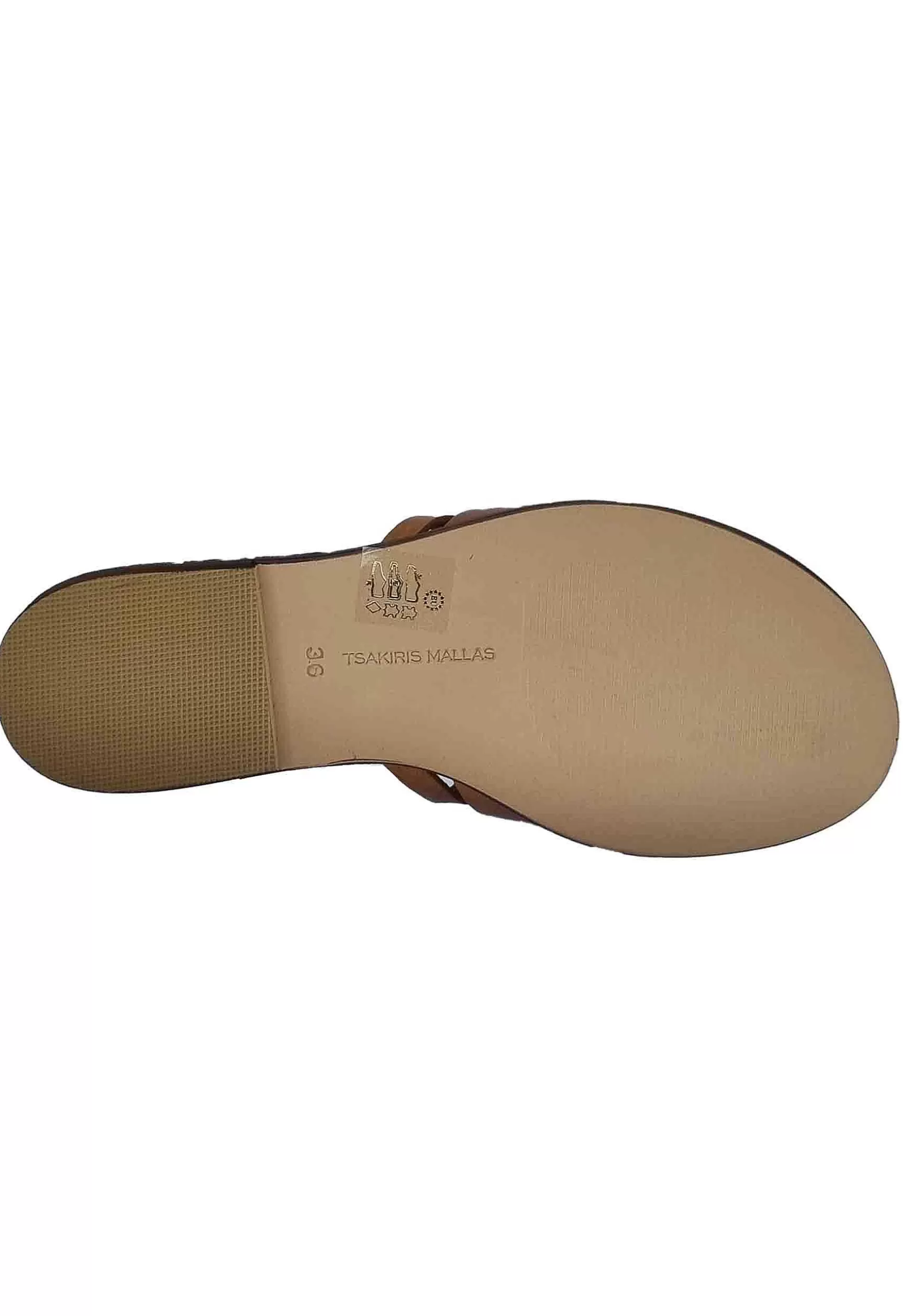 Sandali Flat Donna In Pelle Cuoio Con Catena Oro*Tsakiris Mallas Best Sale