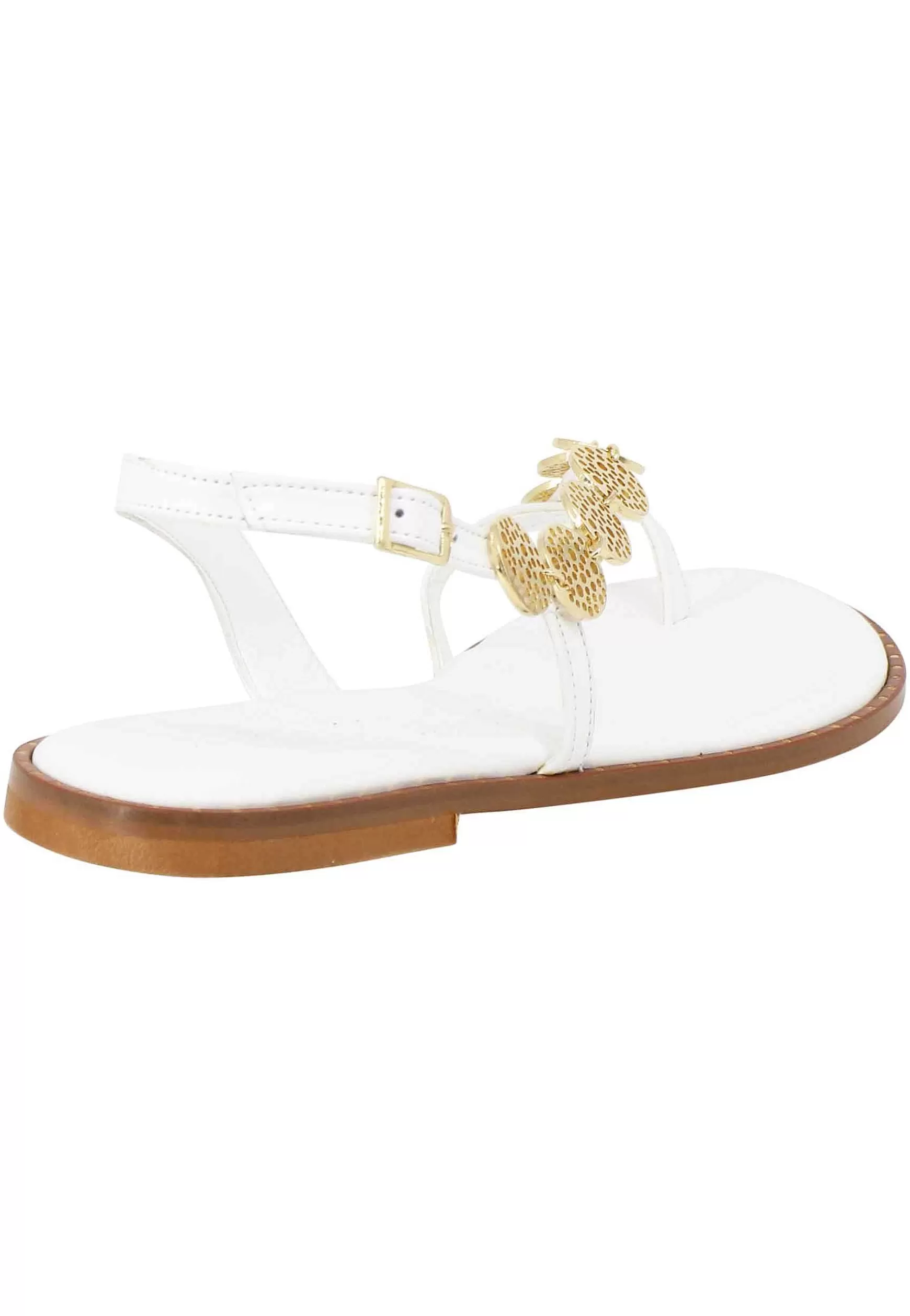 Sandali Flat Slingback Donna In Pelle Bianca Con Medagline** Best