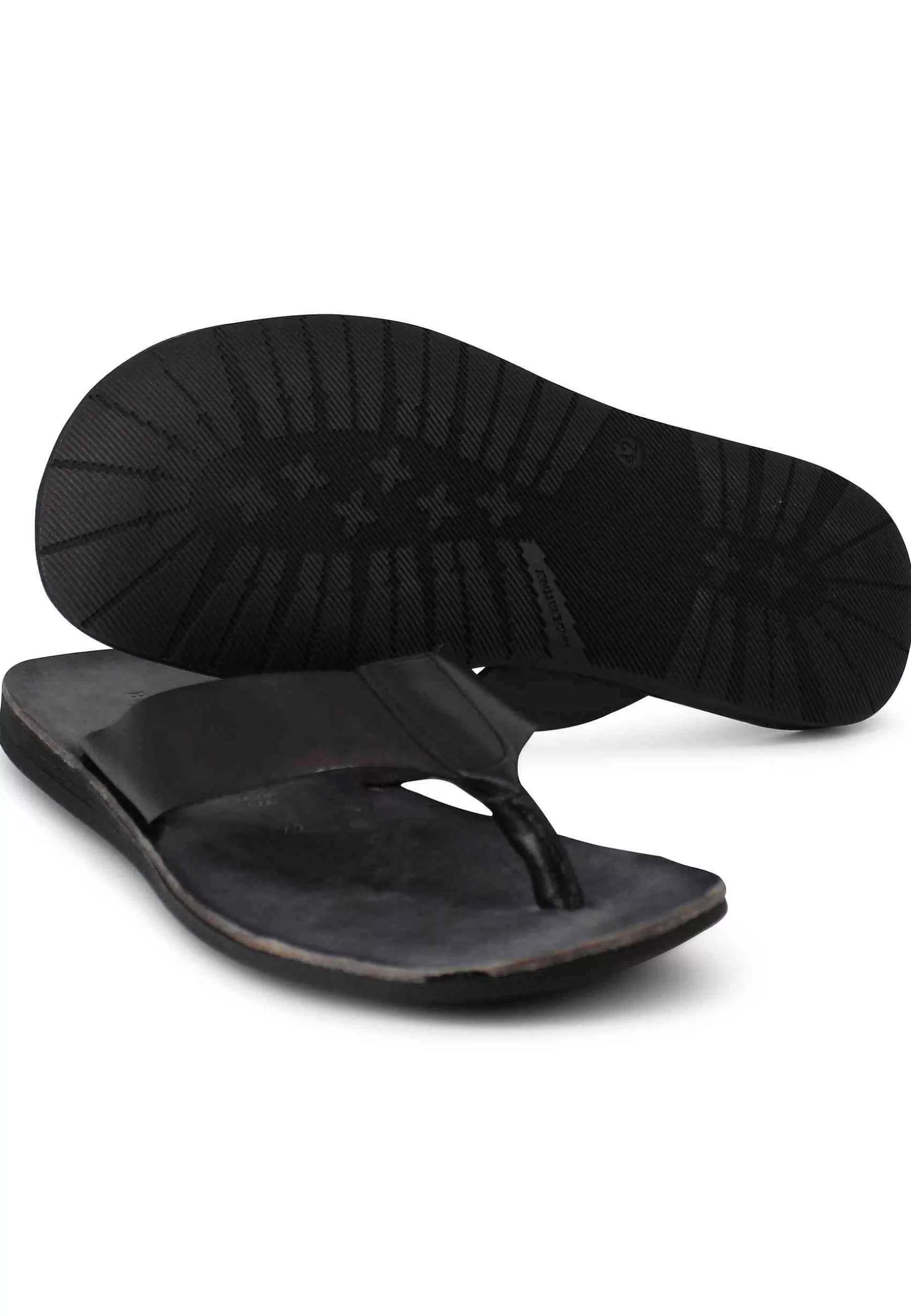 Sandali Infradito Uomo In Pelle Nera Con Suola In Gomma*Brador Best Sale