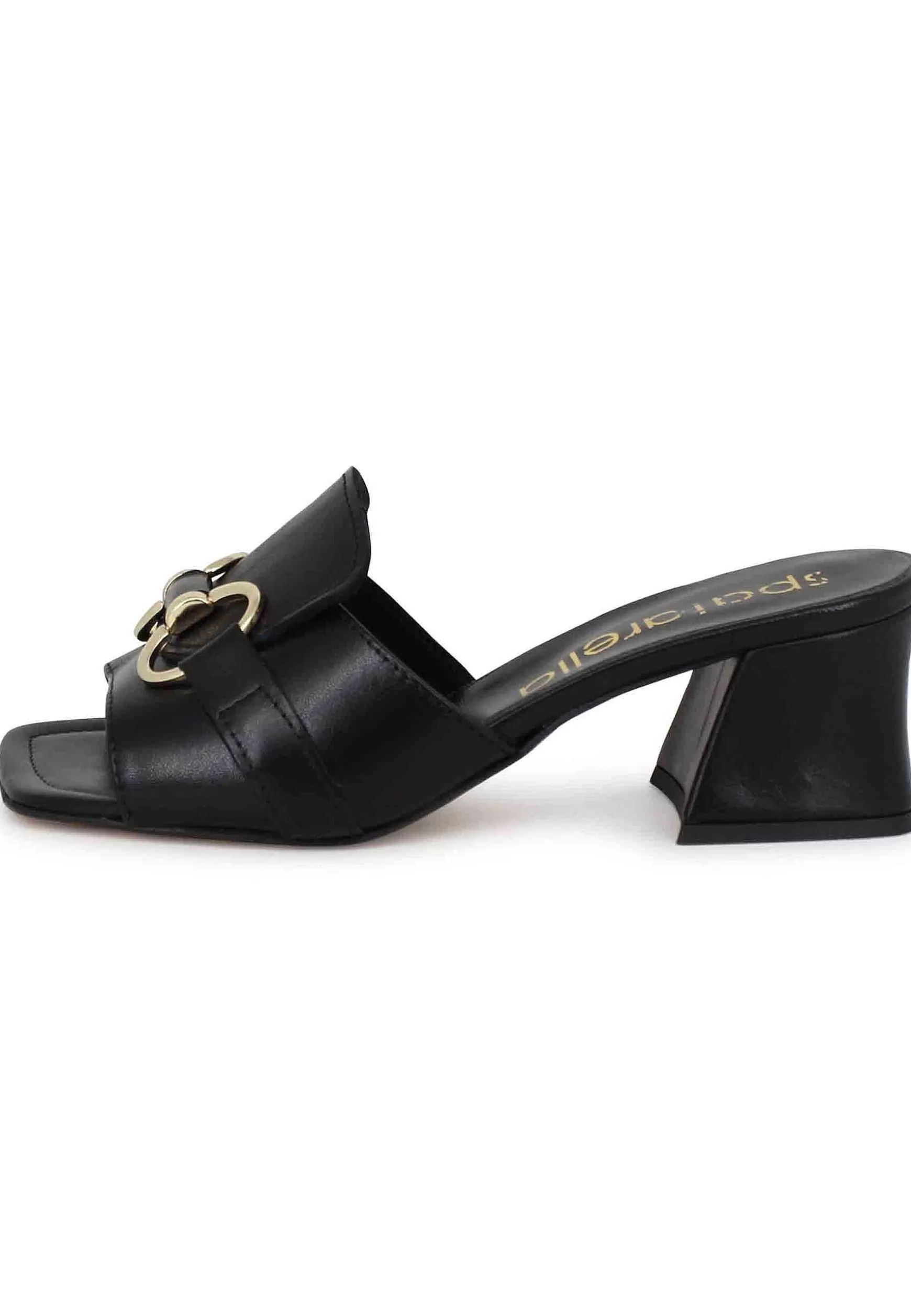 Sandali Scalzati Donna In Pelle Nera Con Accessorio In Tinta** Discount