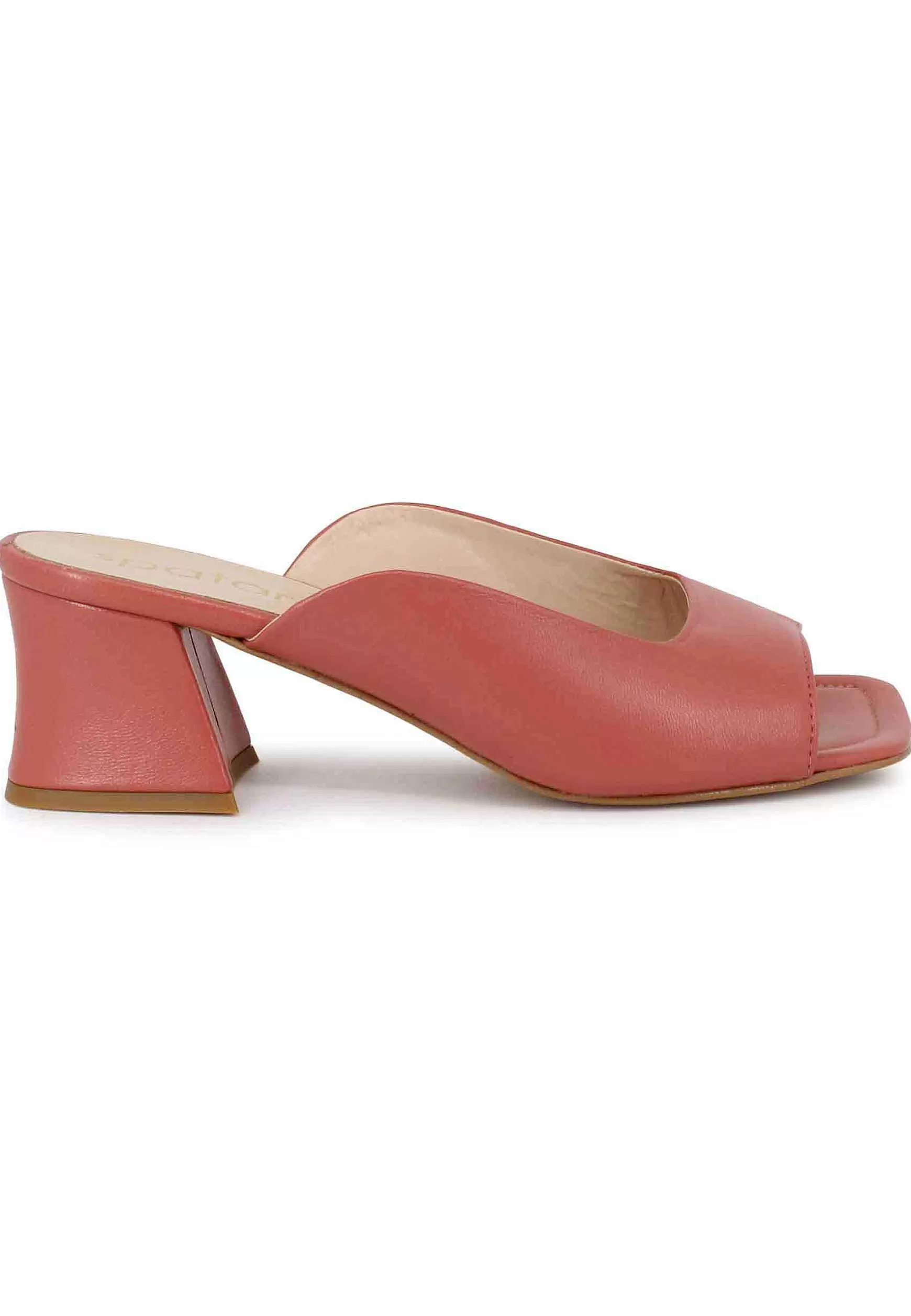 Sandali Scalzati Donna In Pelle Rosa Con Tacco In Tinta** Online