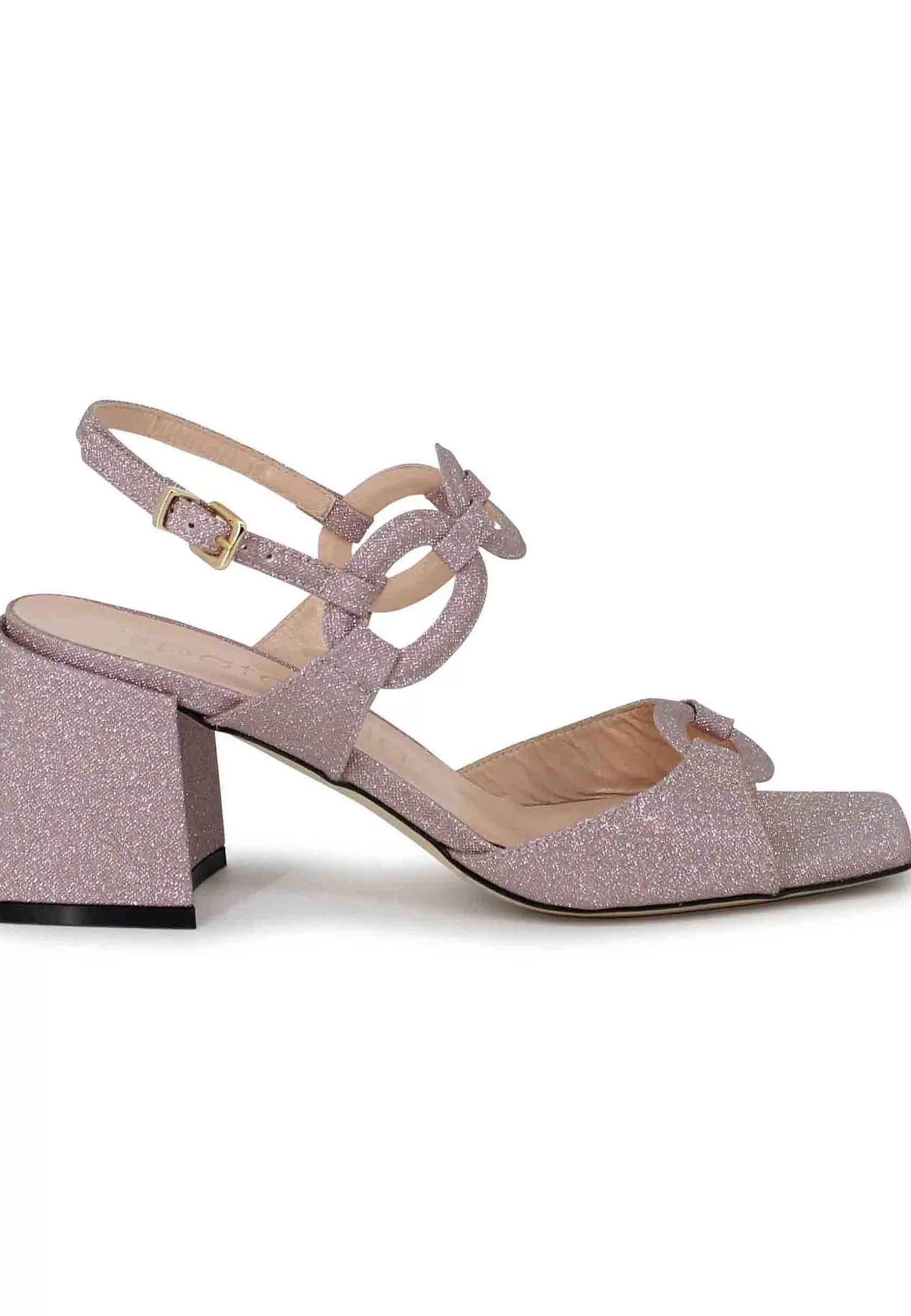 Sandali Slingback Donna In Glitter Rosa Con Punta Quadra** Shop