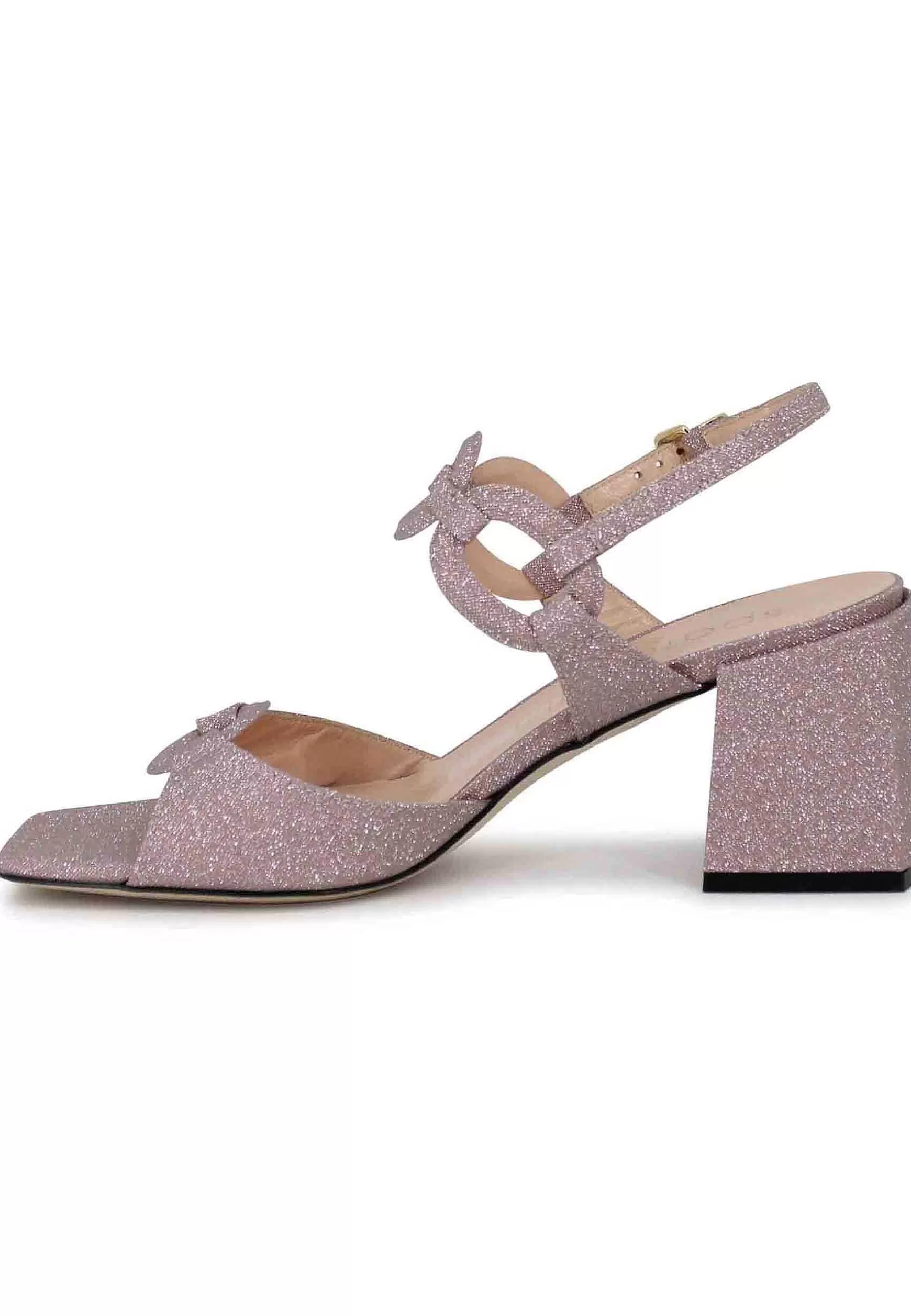 Sandali Slingback Donna In Glitter Rosa Con Punta Quadra** Shop