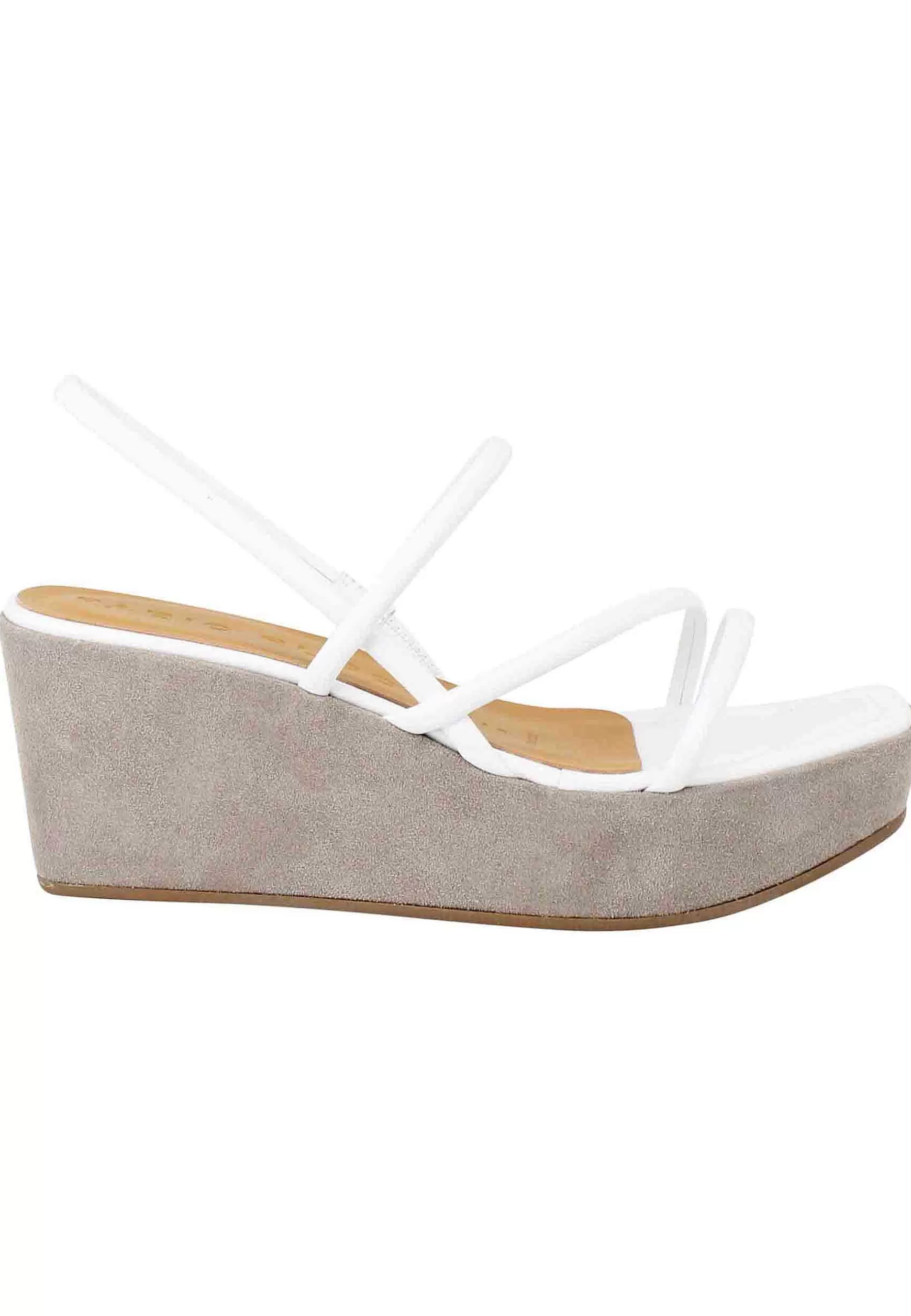 Sandali Slingback Donna In Pelle Bianca Con Zeppa E Punta Quadra*Fabio Rusconi Fashion