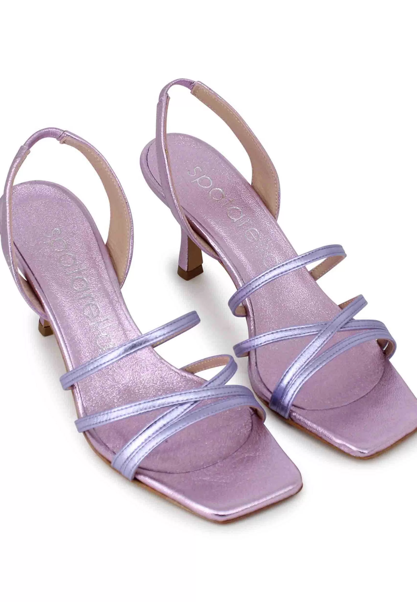 Sandali Slingback Donna In Pelle Laminata Rosa Con Cinturini E Punta Quadra** Shop