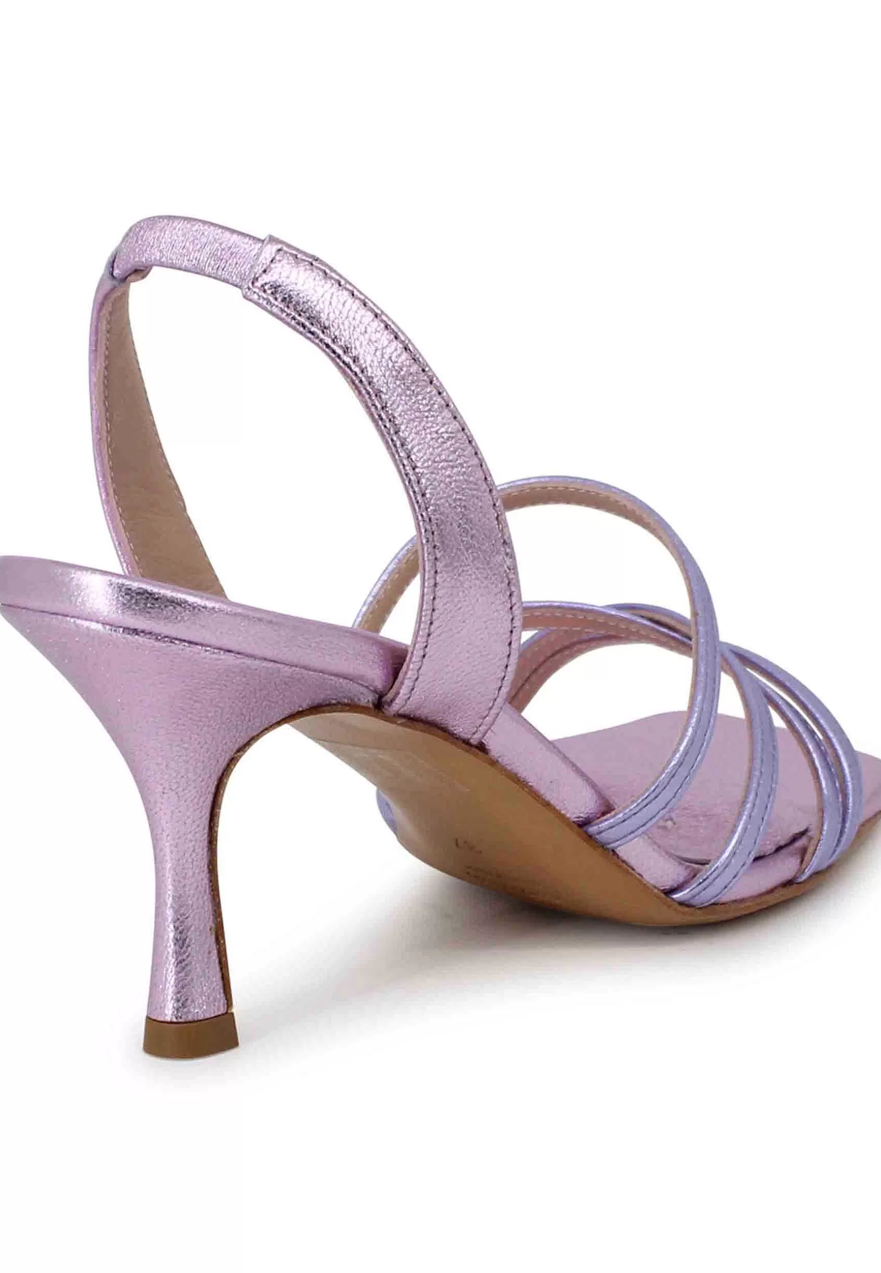 Sandali Slingback Donna In Pelle Laminata Rosa Con Cinturini E Punta Quadra** Shop