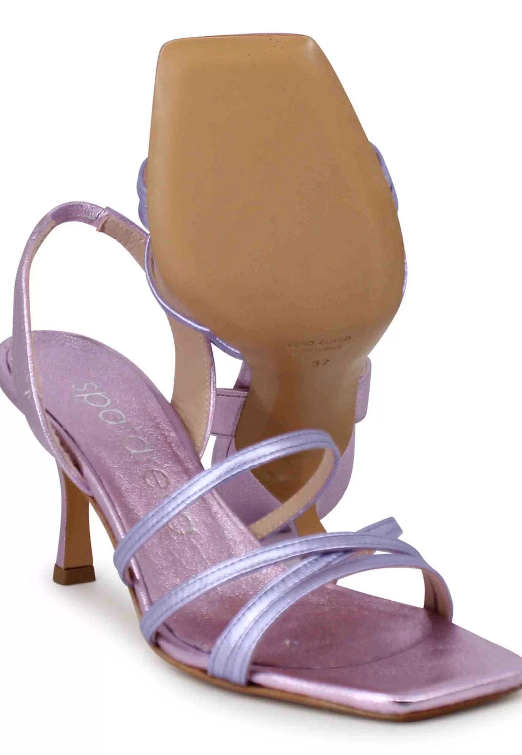 Sandali Slingback Donna In Pelle Laminata Rosa Con Cinturini E Punta Quadra** Shop