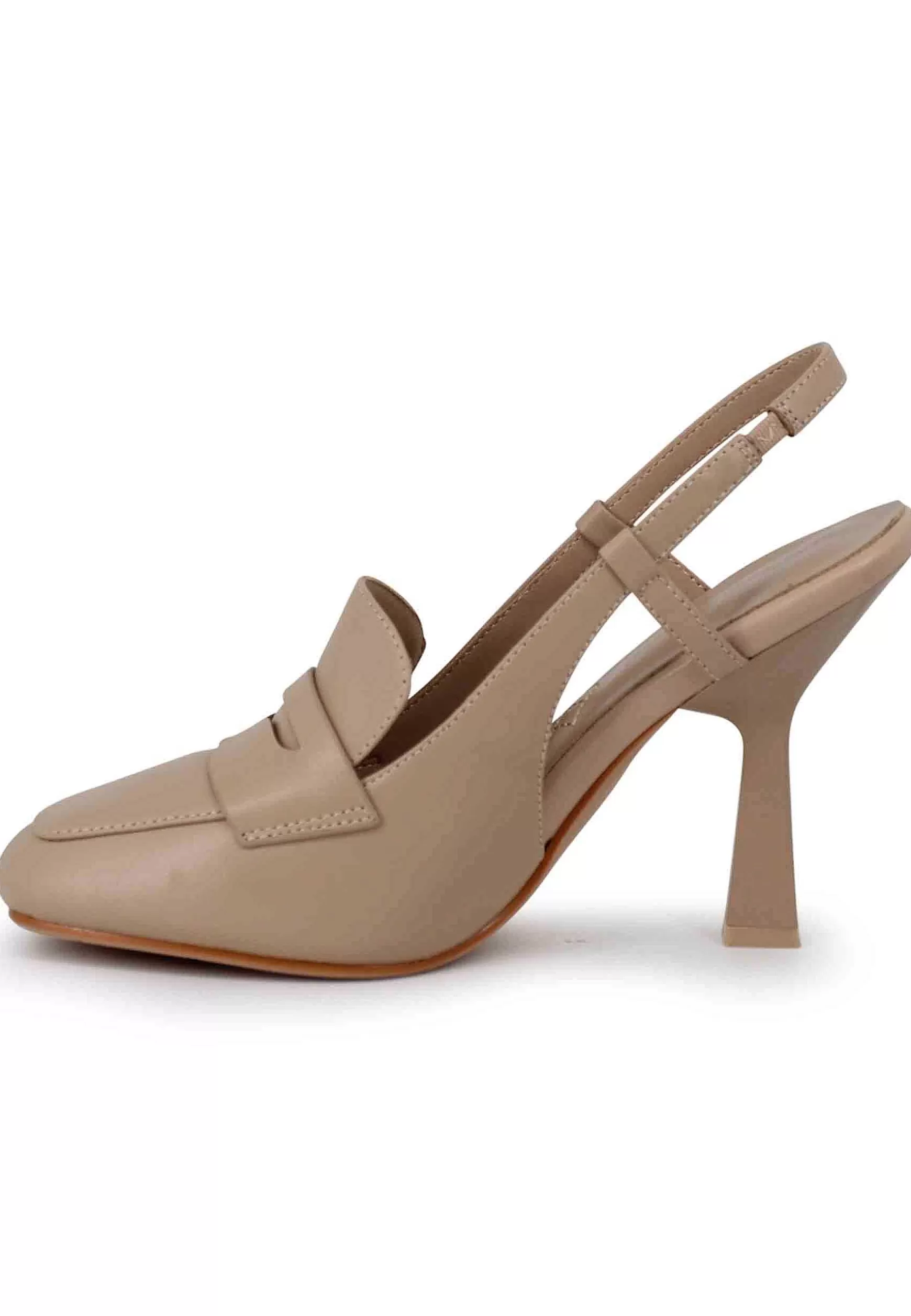 Sandali Slingback Donna In Pelle Natutale Von Tacco Alto E Punta Quadra*Manufacture D Online