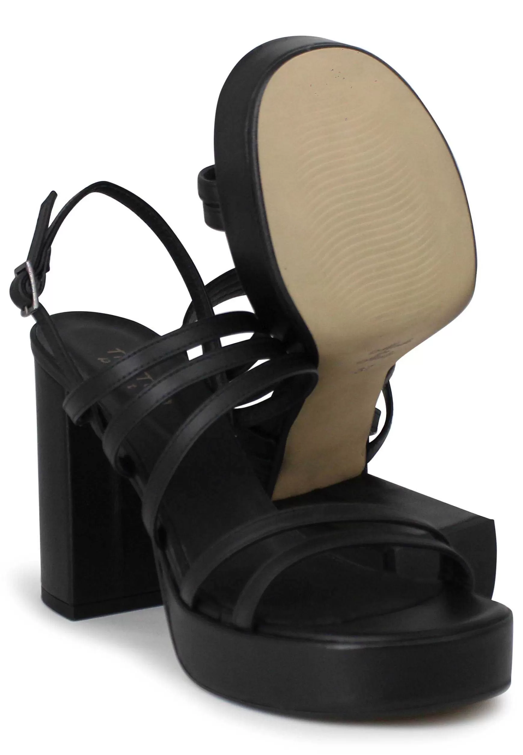 Sandali Slingback Donna In Pelle Nera Con Tacco Alto E Plateau*Tattoo Flash Sale