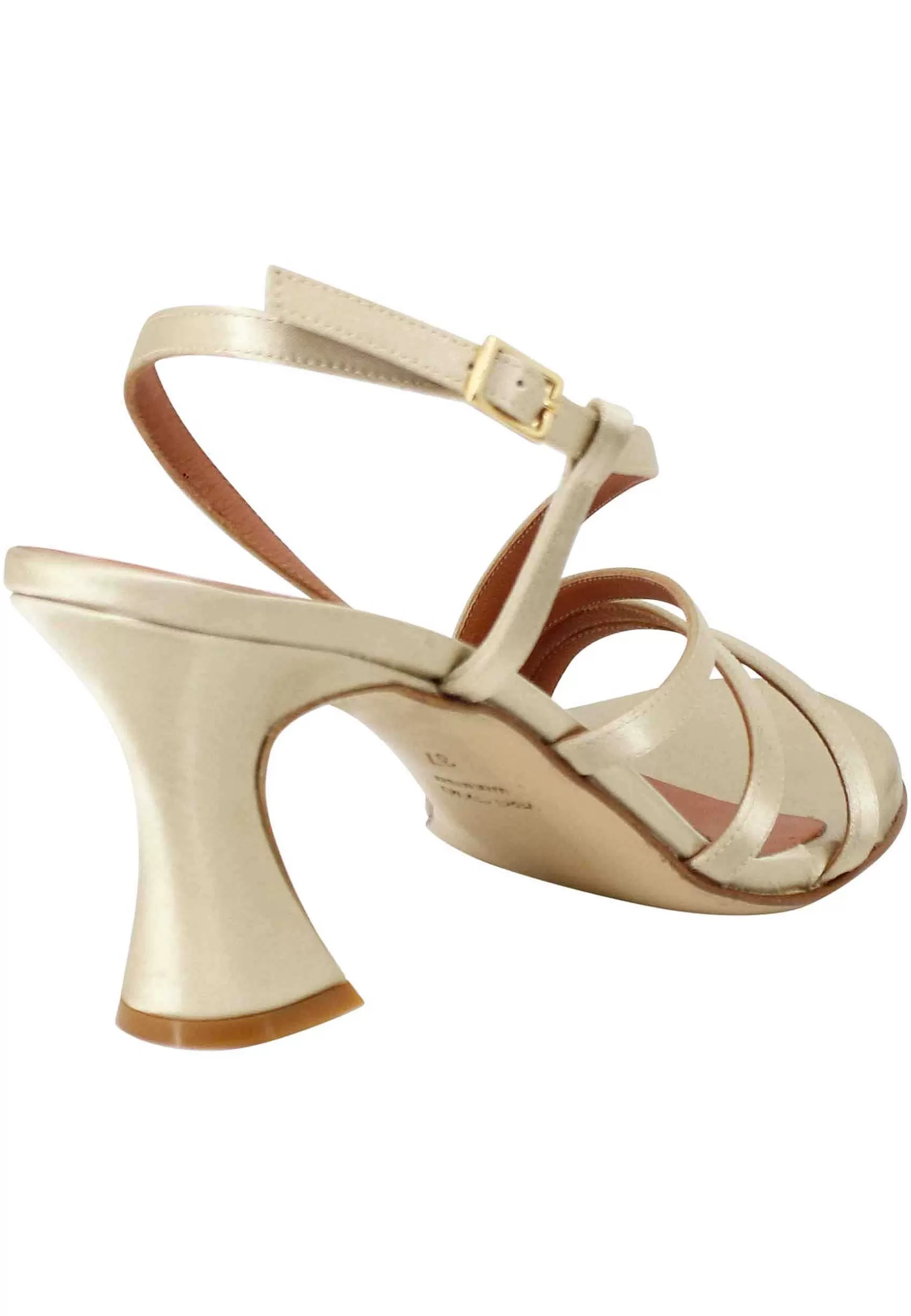 Sandali Slingback Donna In Raso Champagne E Suola In Cuoio*Tattoo Cheap