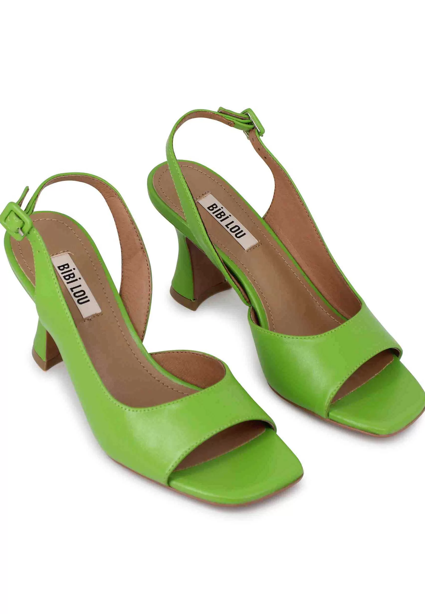 Sandali Slingback Milton Donna In Pelle Verde Tacco Alto*Bibi Lou Sale