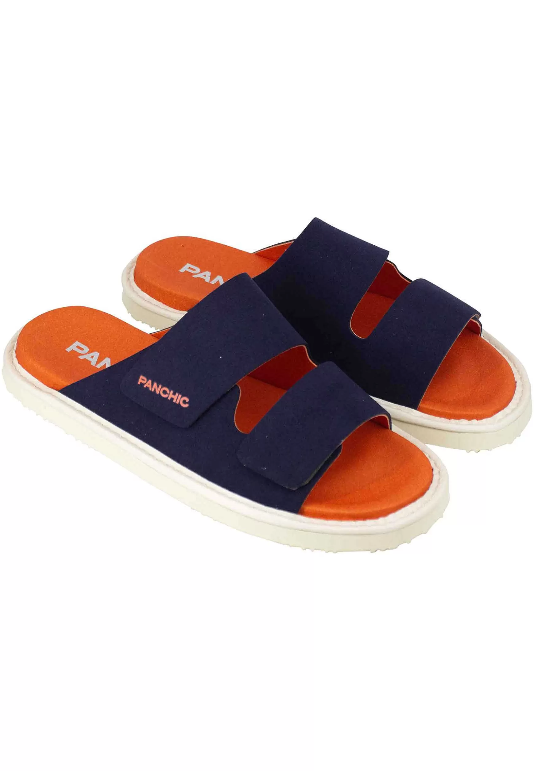 Sandali Uomo A Doppia Fascia In Tessuto Blu Fondo Gomma 0009T008*Panchic Online