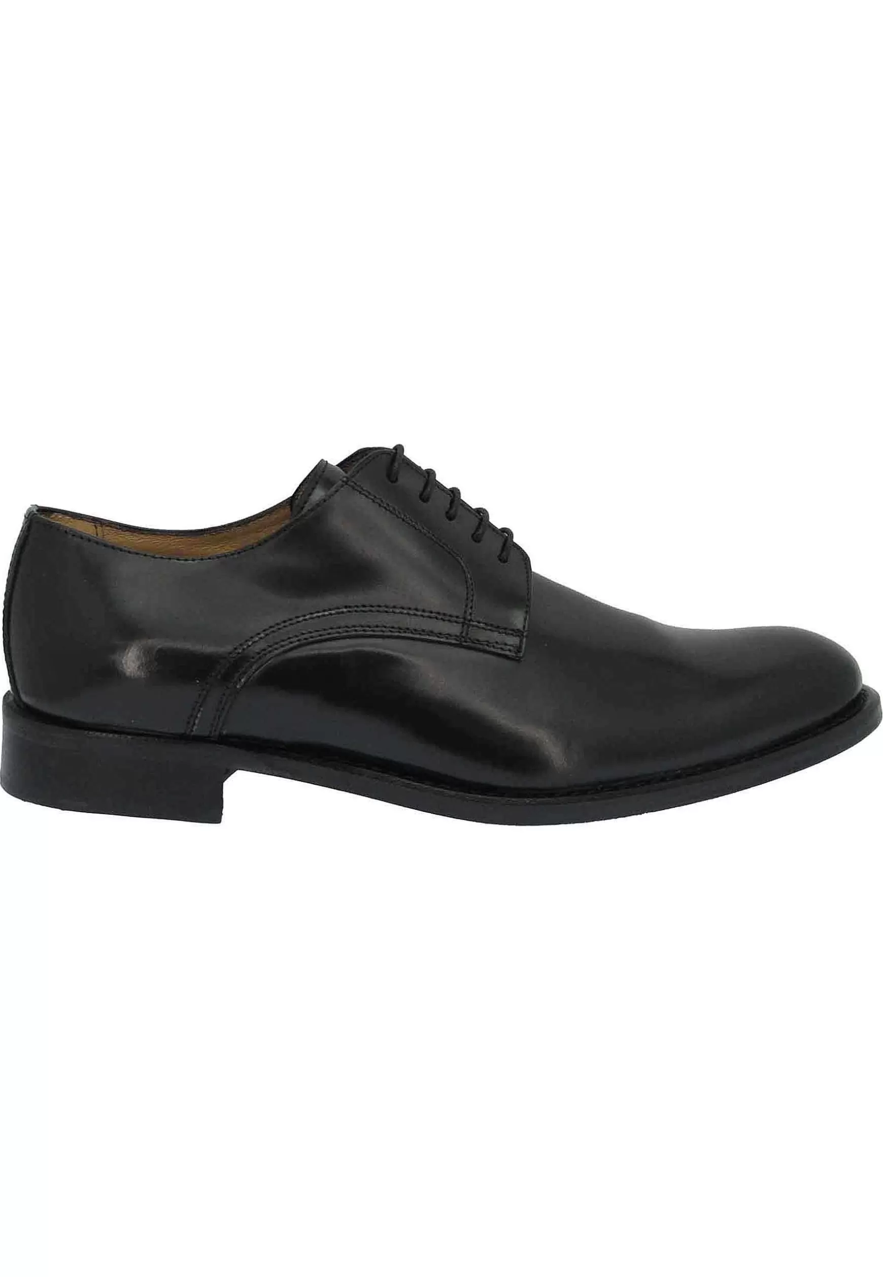 Scarpe Stringate Uomo In Pelle Nera Lucina Con Suola E Tacco In Cuoio** New