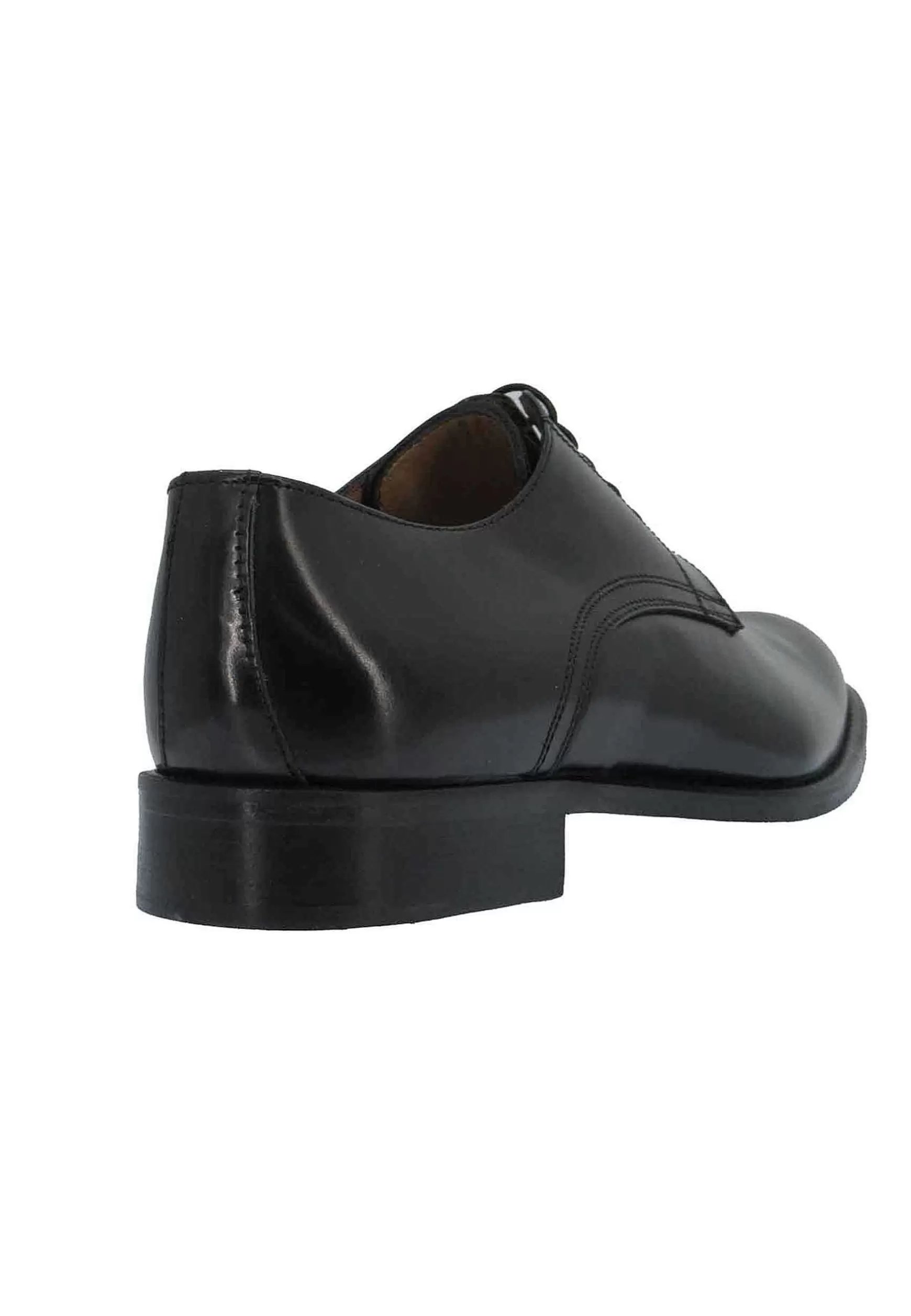 Scarpe Stringate Uomo In Pelle Nera Lucina Con Suola E Tacco In Cuoio** New
