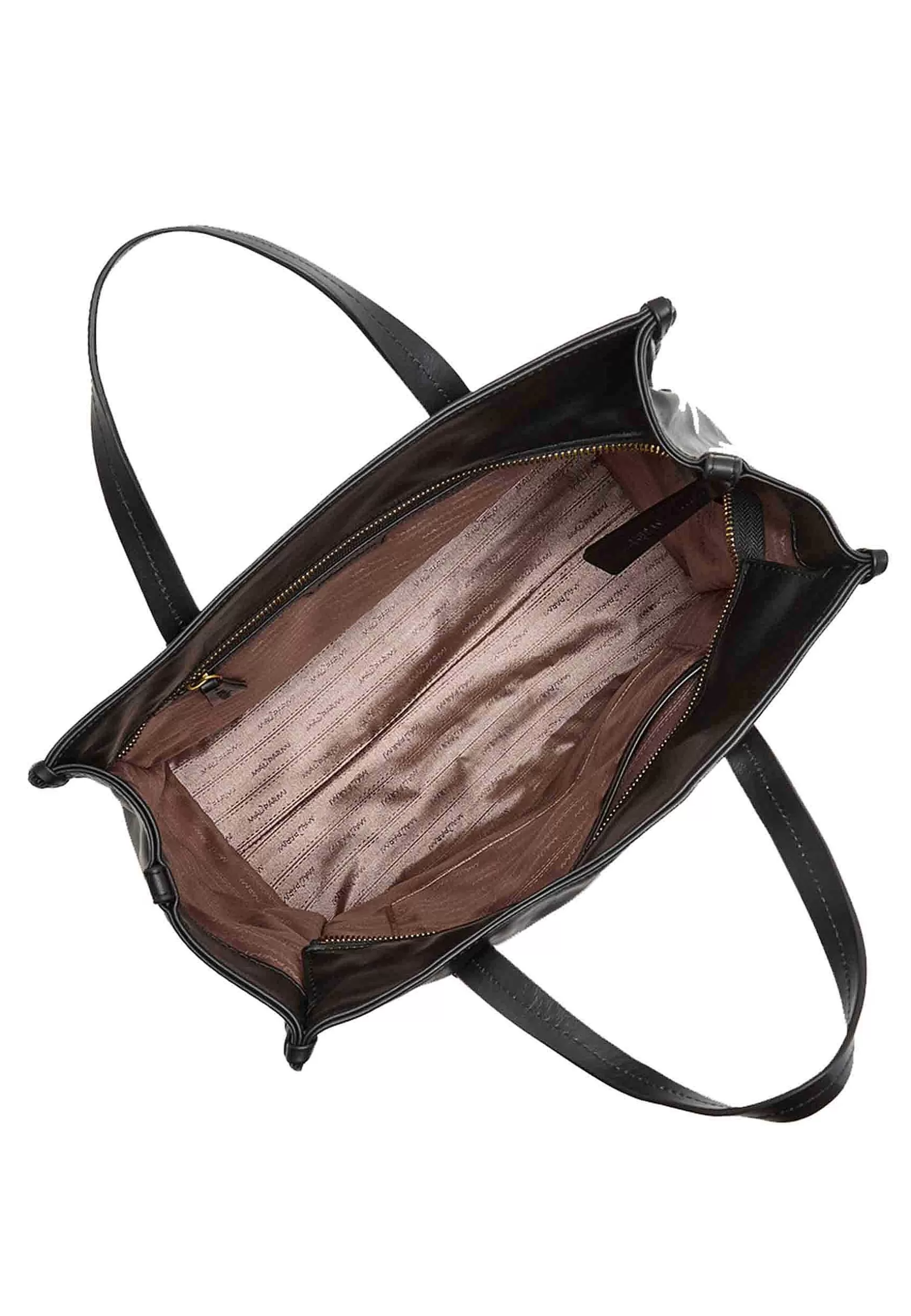 Shoppin Bag Donna Tresse In Pelle Nera Con Doppi Manici E Tracolla*Maliparmi Clearance