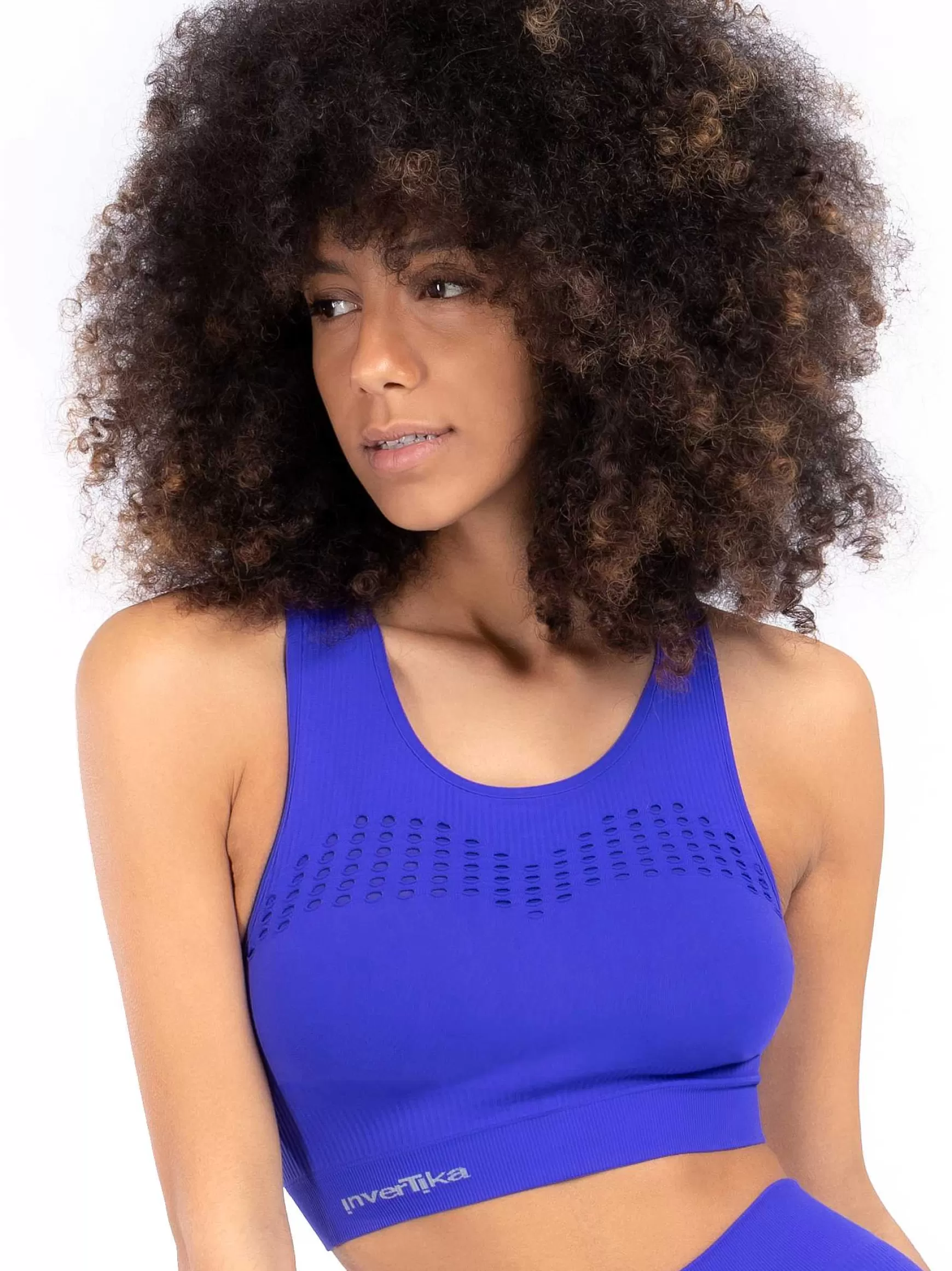Sinergika Top Sportswear Donna In Microfibra Blu Effetto Push Up Modellante E Contenitivo*Invertika Clearance