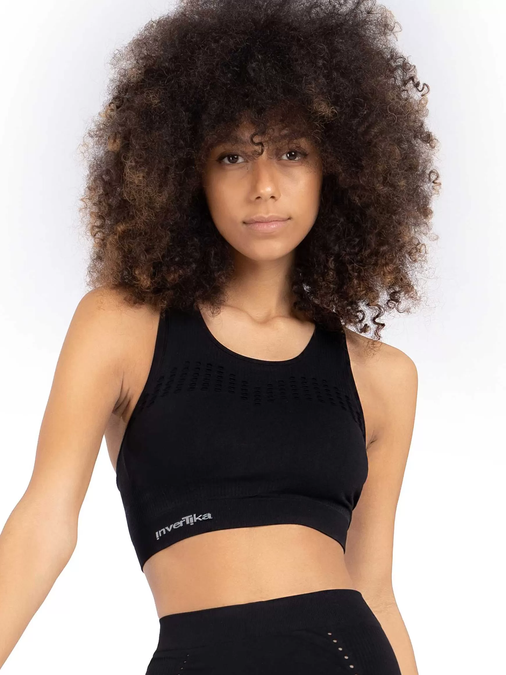 Sinergika Top Sportswear Donna In Microfibra Nero Effetto Push Up Modellante E Contenitivo Made In Italy*Invertika Discount