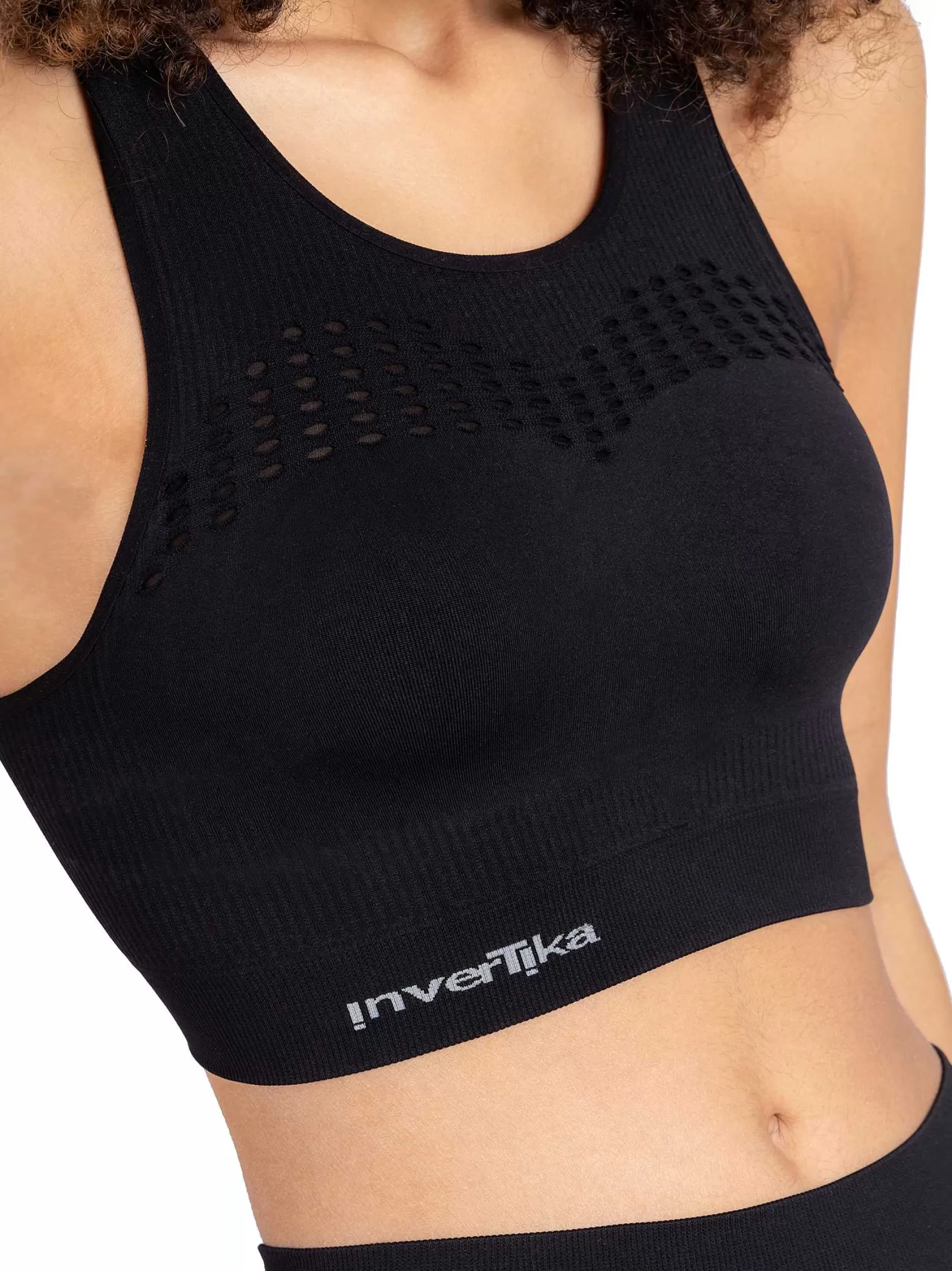 Sinergika Top Sportswear Donna In Microfibra Nero Effetto Push Up Modellante E Contenitivo Made In Italy*Invertika Discount