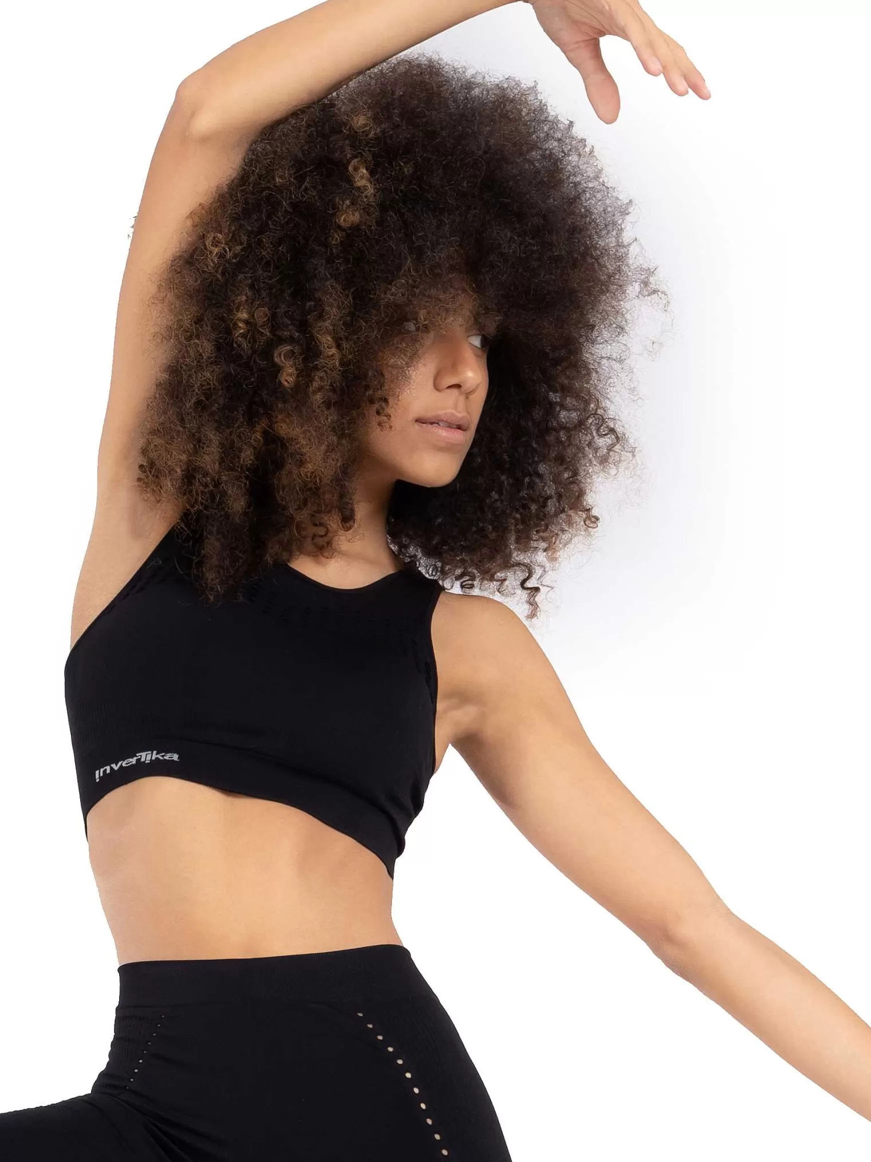 Sinergika Top Sportswear Donna In Microfibra Nero Effetto Push Up Modellante E Contenitivo Made In Italy*Invertika Discount