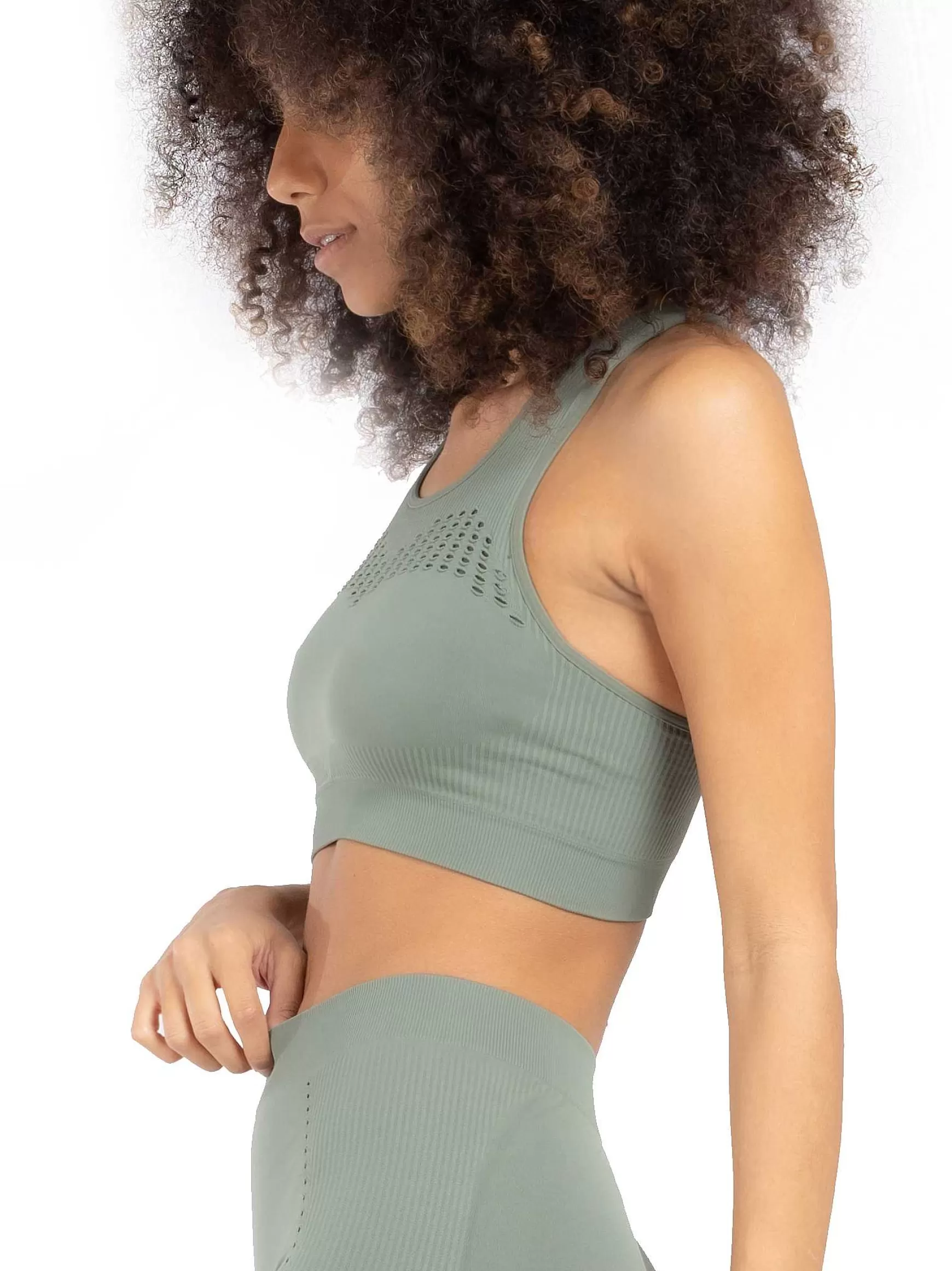Sinergika Top Sportswear Donna In Microfibra Verde Effetto Push Up Modellante E Contenitivo Made In Italy*Invertika Cheap