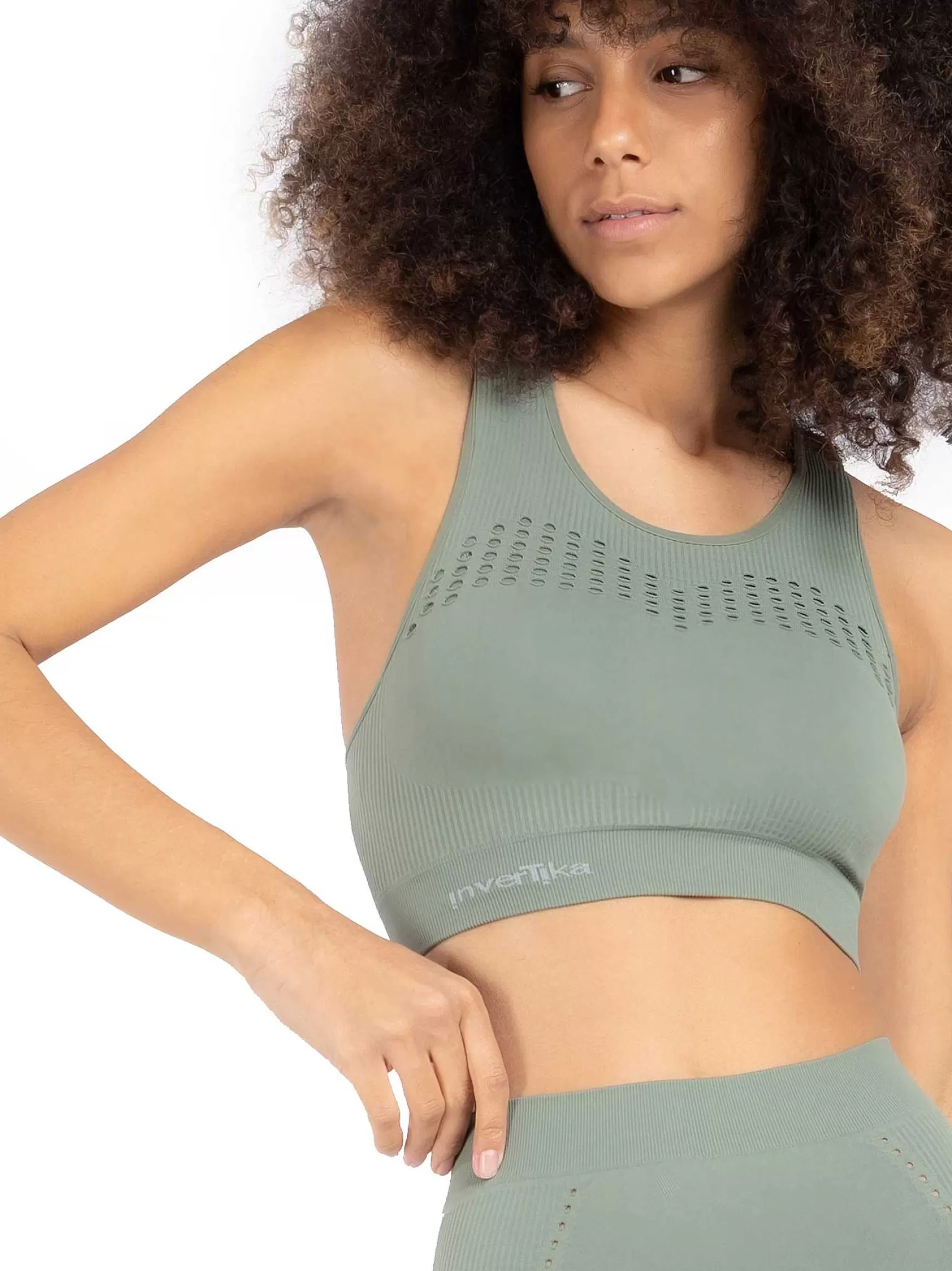 Sinergika Top Sportswear Donna In Microfibra Verde Effetto Push Up Modellante E Contenitivo Made In Italy*Invertika Cheap