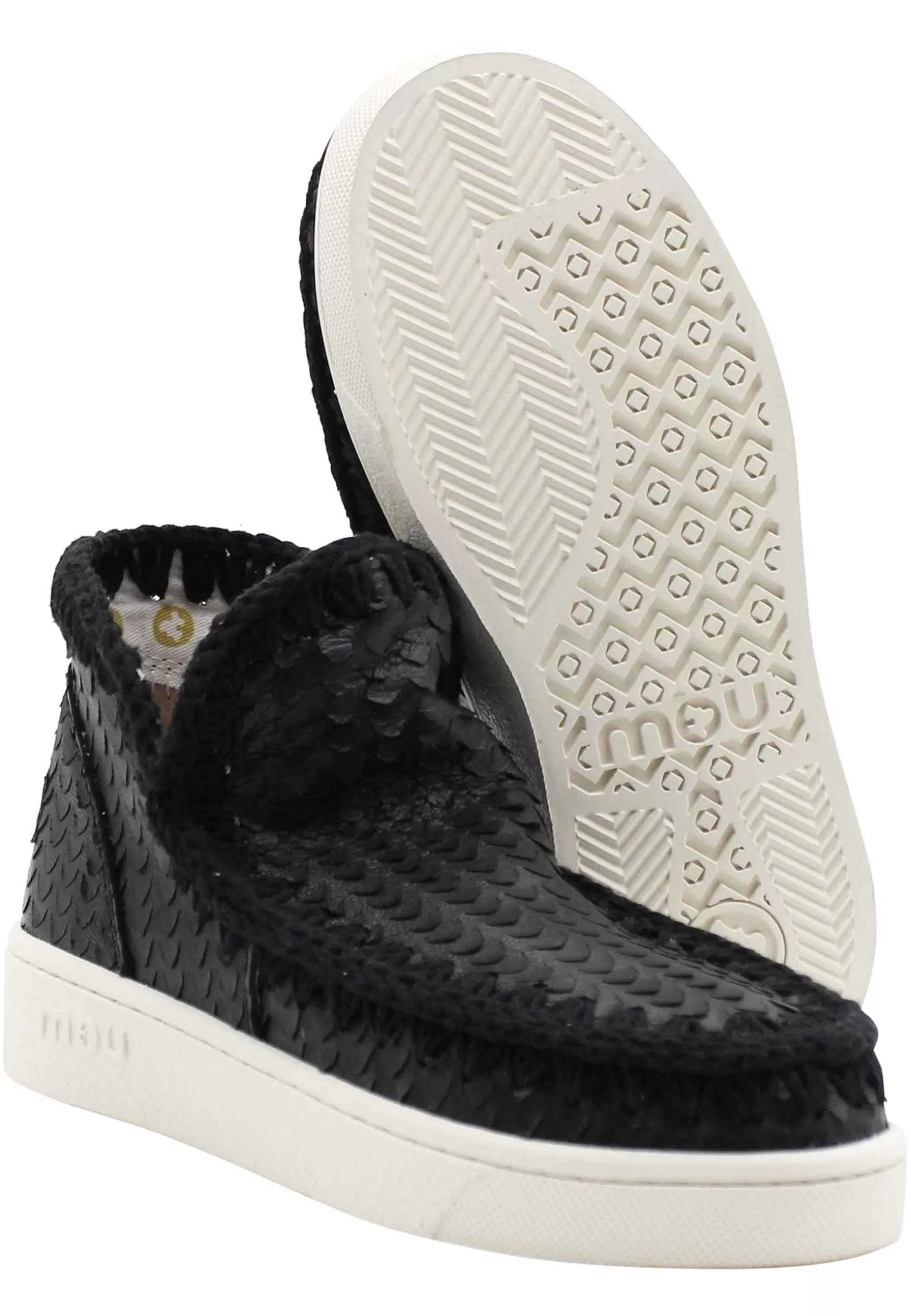 Sneaker Donna Leather Summer Eskimo In Pelle Nera Forata*Mou Discount