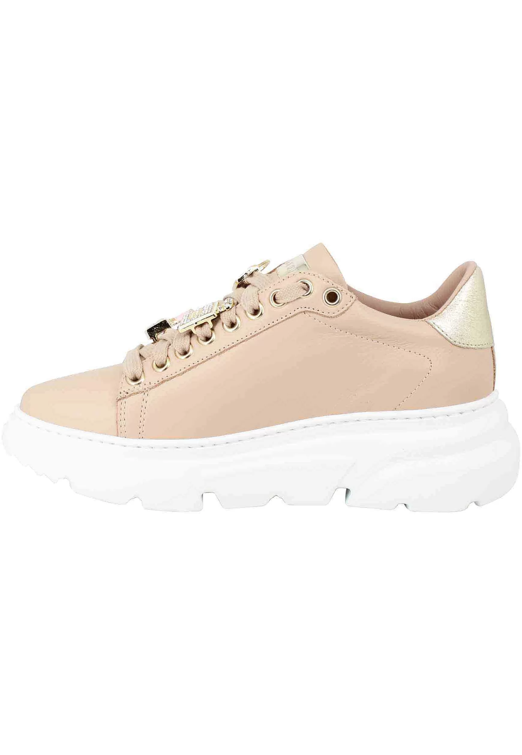 Sneakers Donna In Pelle Cipria Con Accessori Gioiello*Stokton Sale