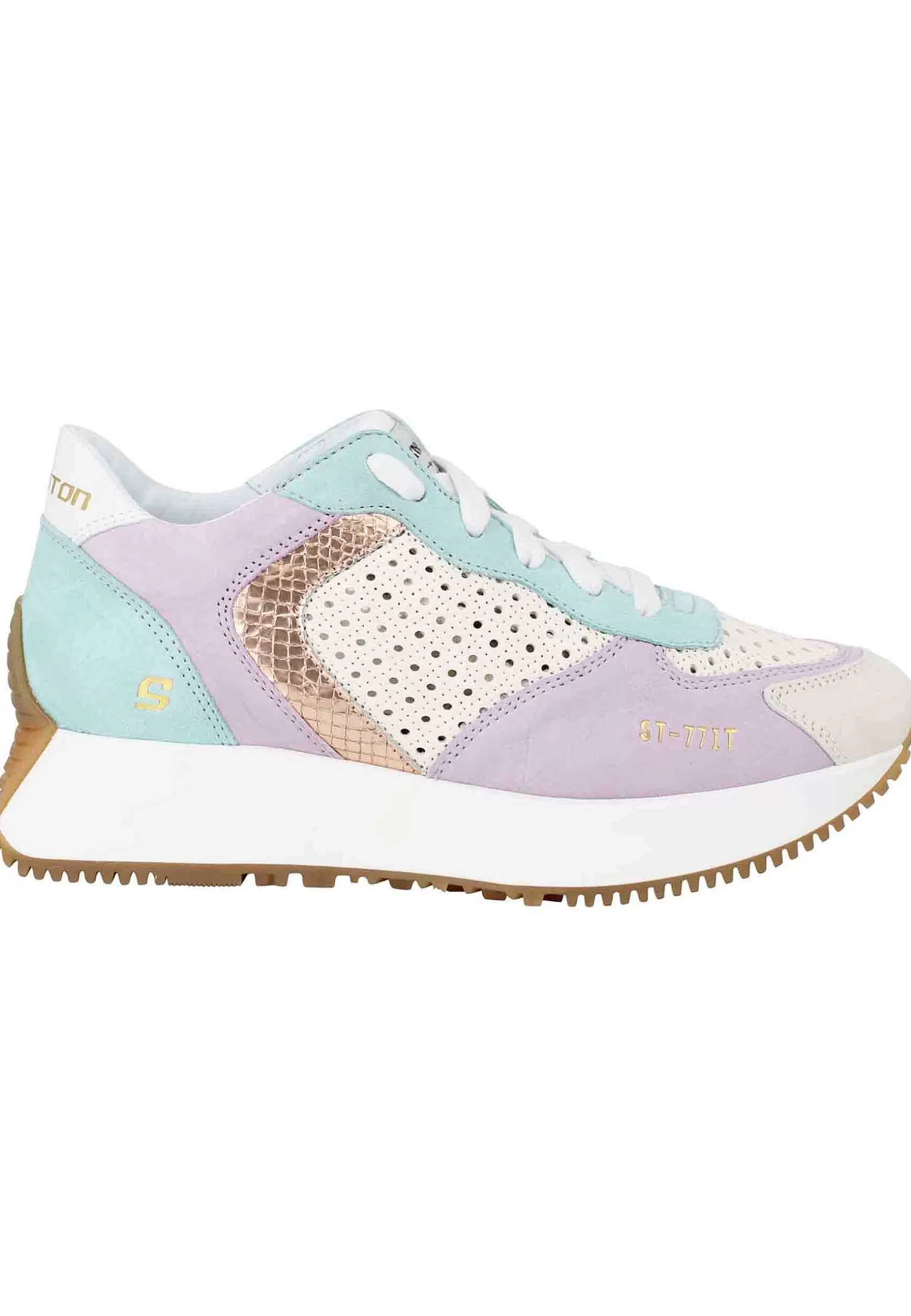 Sneakers Donna In Pelle Lilla Con Zeppa In Gomma*Stokton Hot