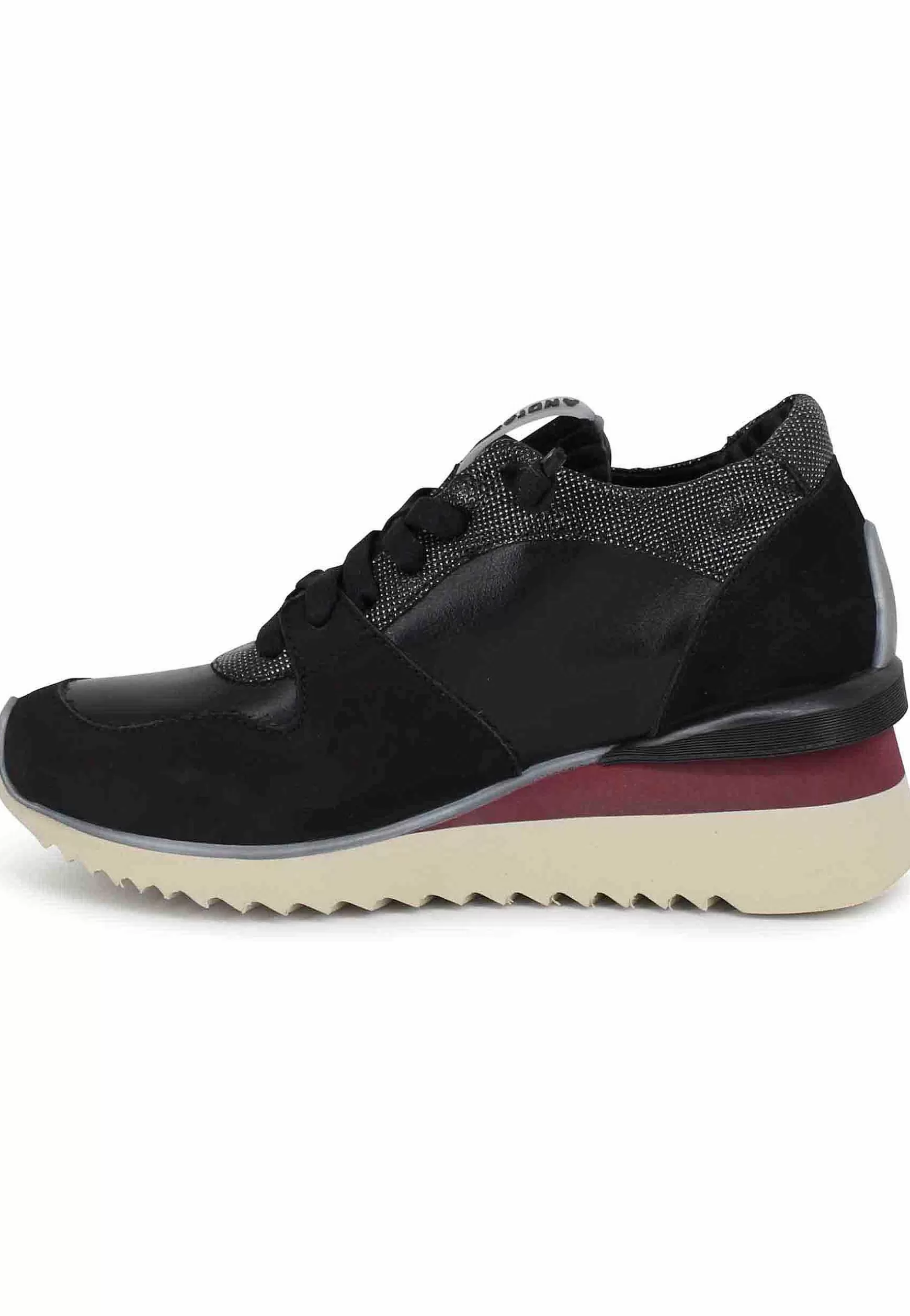 Sneakers Donna In Pelle Nera Con Fondo Zeppa*Andia Fora Shop