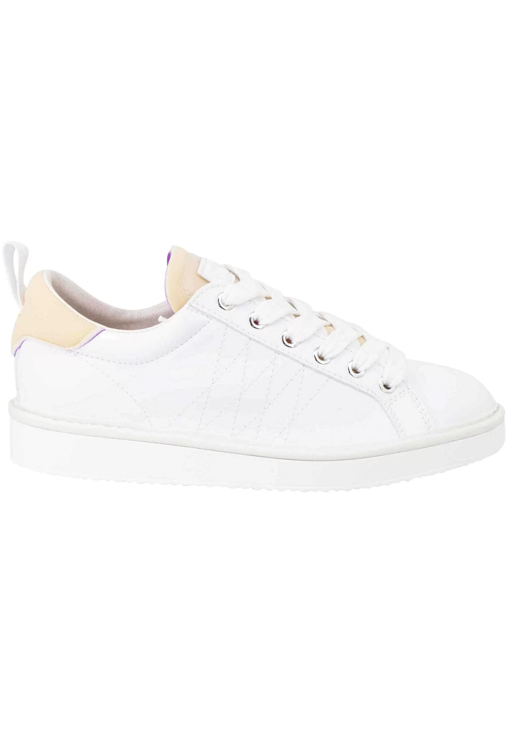 Sneakers Donna In Tessuto Bianco Con Riporti Beige 00260020*Panchic Store
