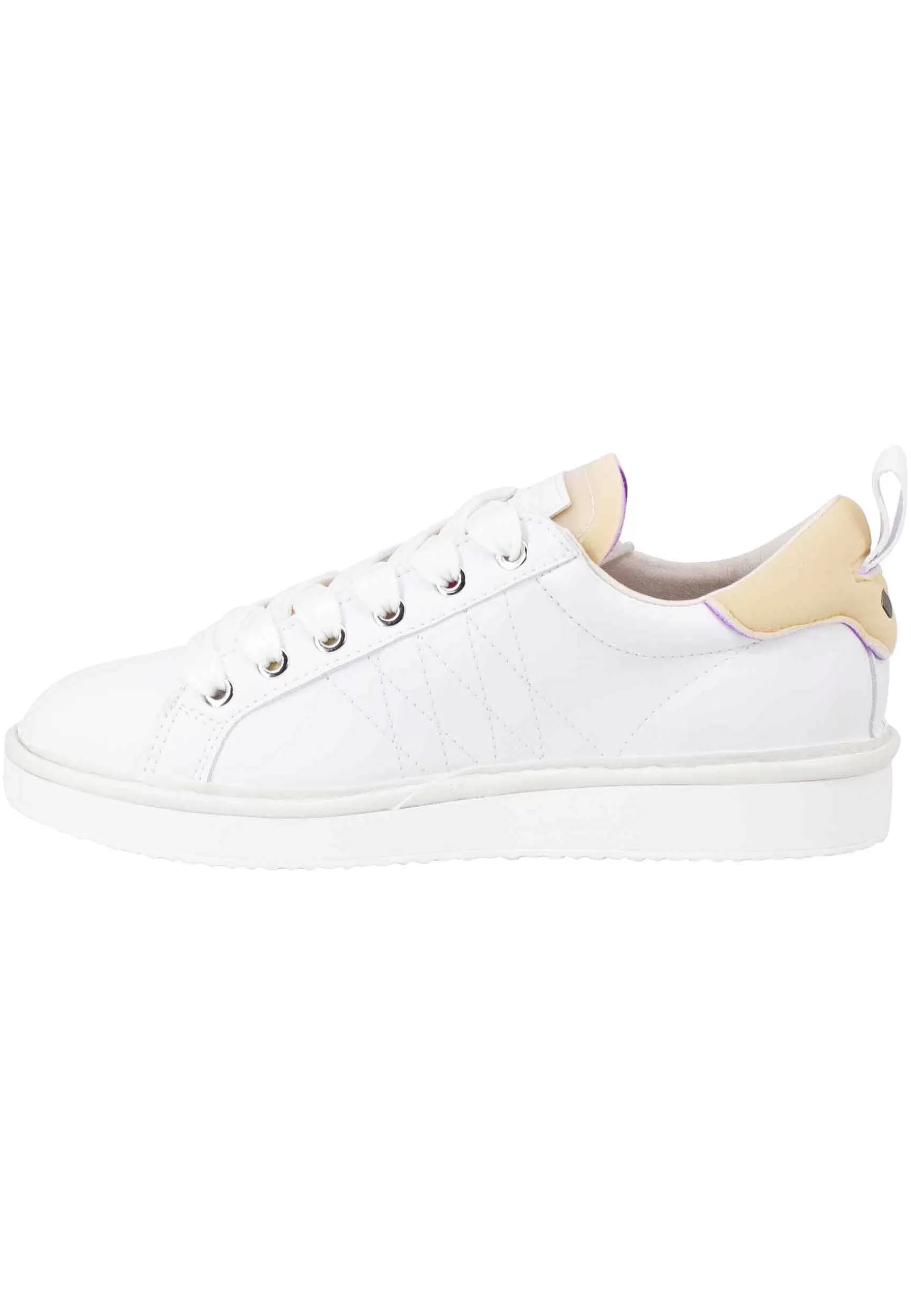 Sneakers Donna In Tessuto Bianco Con Riporti Beige 00260020*Panchic Store
