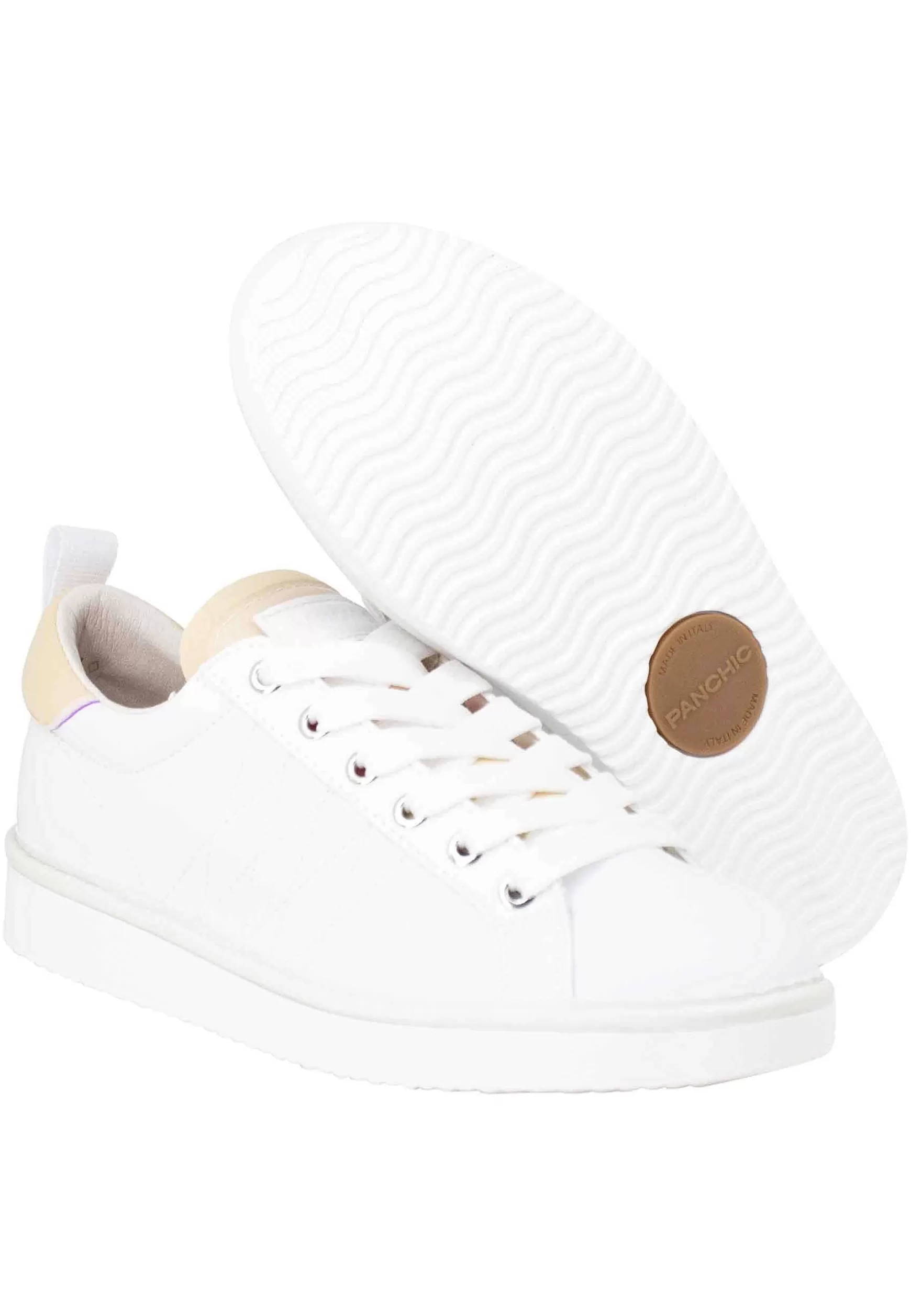 Sneakers Donna In Tessuto Bianco Con Riporti Beige 00260020*Panchic Store