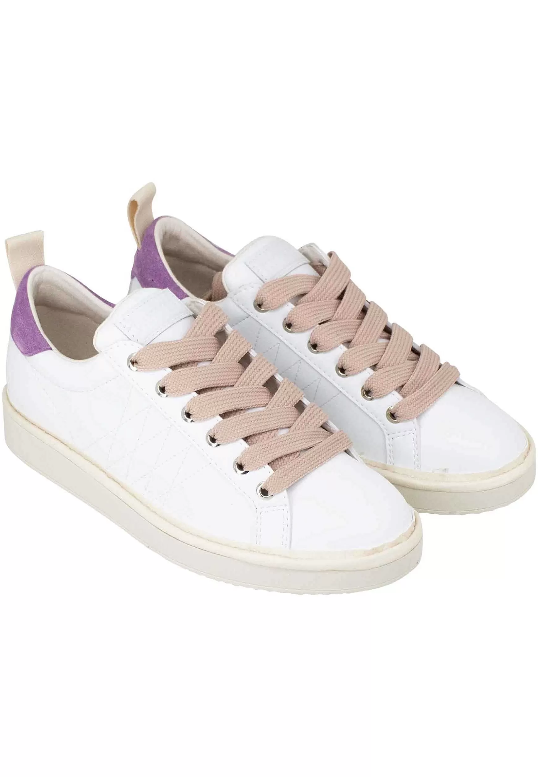 Sneakers Donna In Tessuto Bianco Con Riporti Rosa 00243008*Panchic New